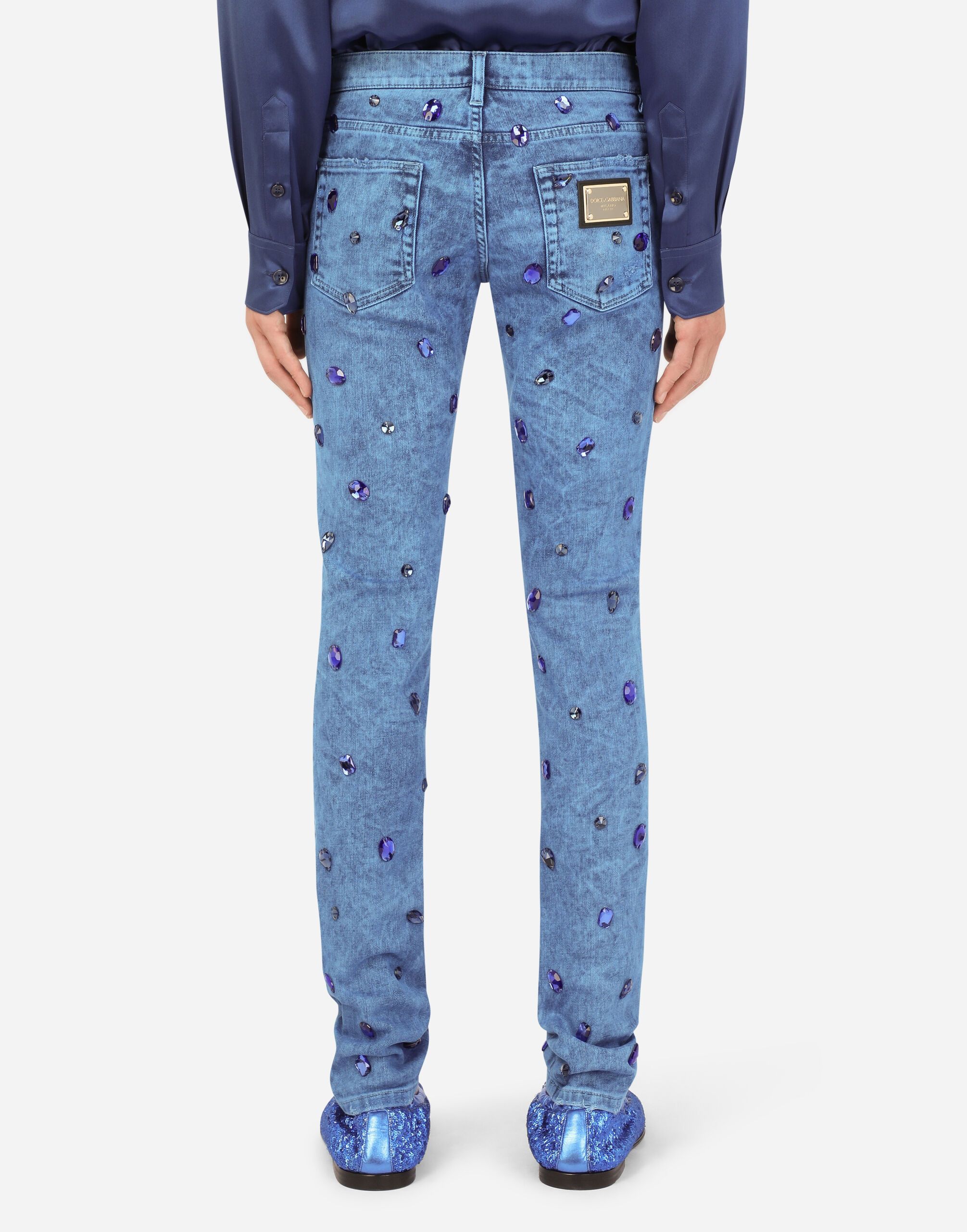 Dolce & Gabbana RUNWAY Over-dyed skinny stretch jeans with crystals Size US 30 / EU 46 - 9 Thumbnail