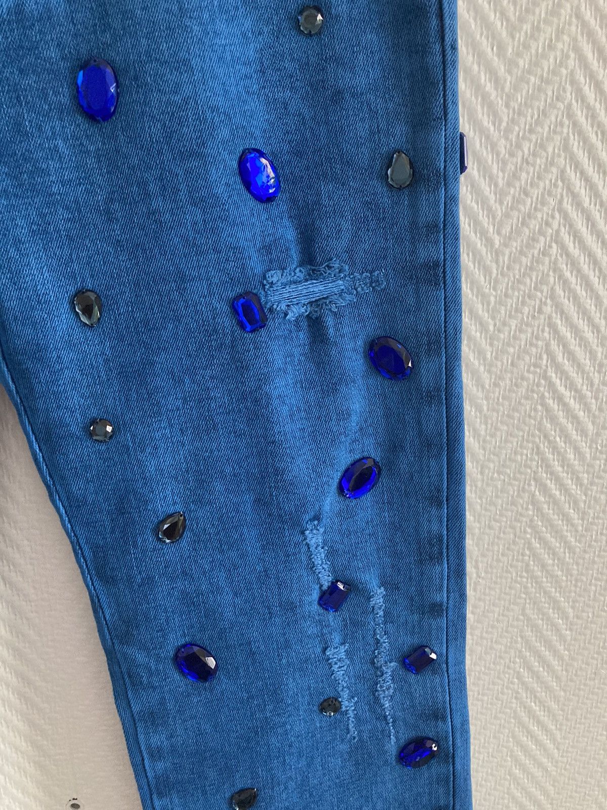 Dolce & Gabbana RUNWAY Over-dyed skinny stretch jeans with crystals Size US 30 / EU 46 - 3 Thumbnail