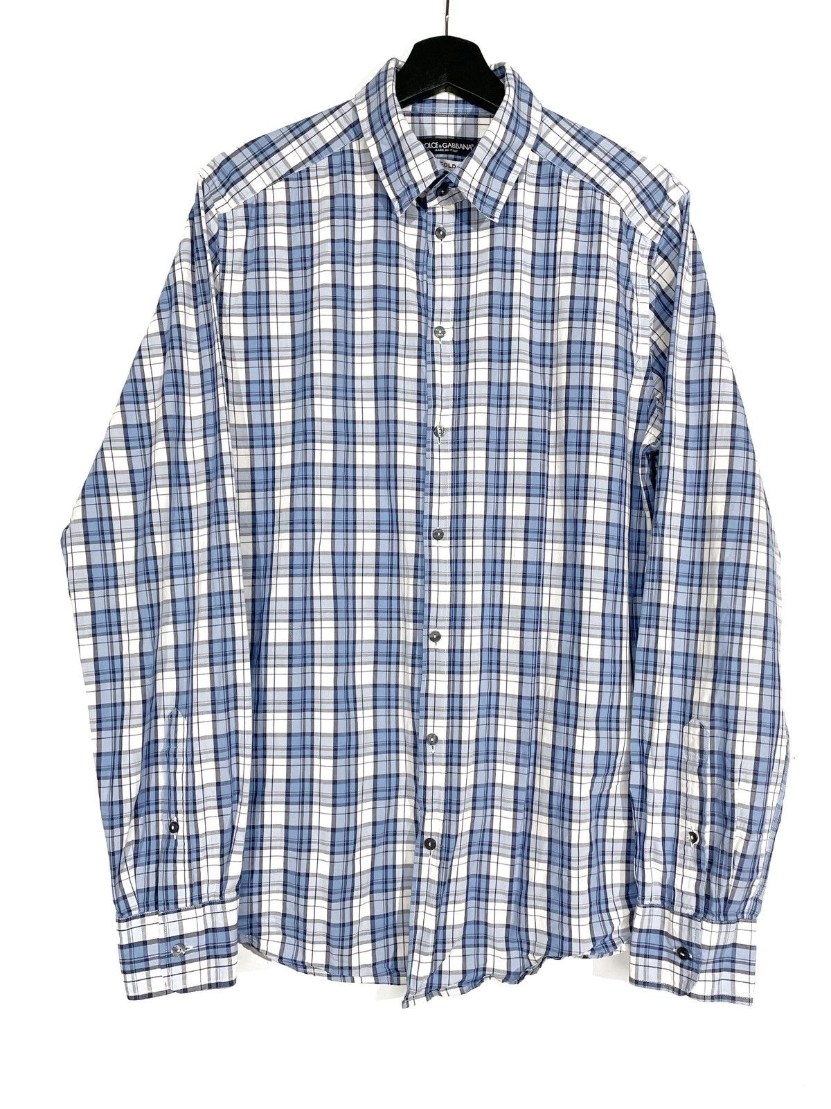 Dolce & Gabbana Blue Square Gold Model Shirt 42/16.5 Italy
