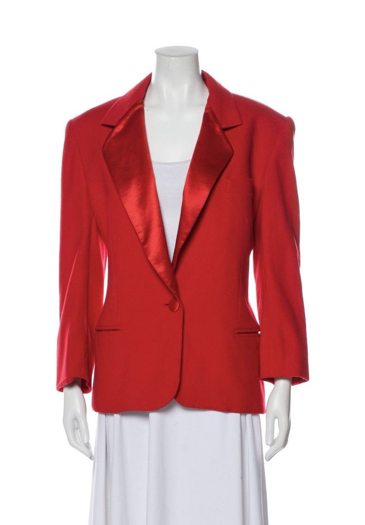 Escada ESCADA red silk satin lapel blazer Size XS / US 0-2 / IT 36-38 - 1 Thumbnail