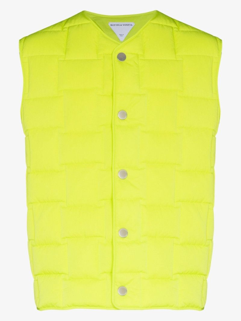 o1w1db10323 Nylon Padded Vest in Acid Green