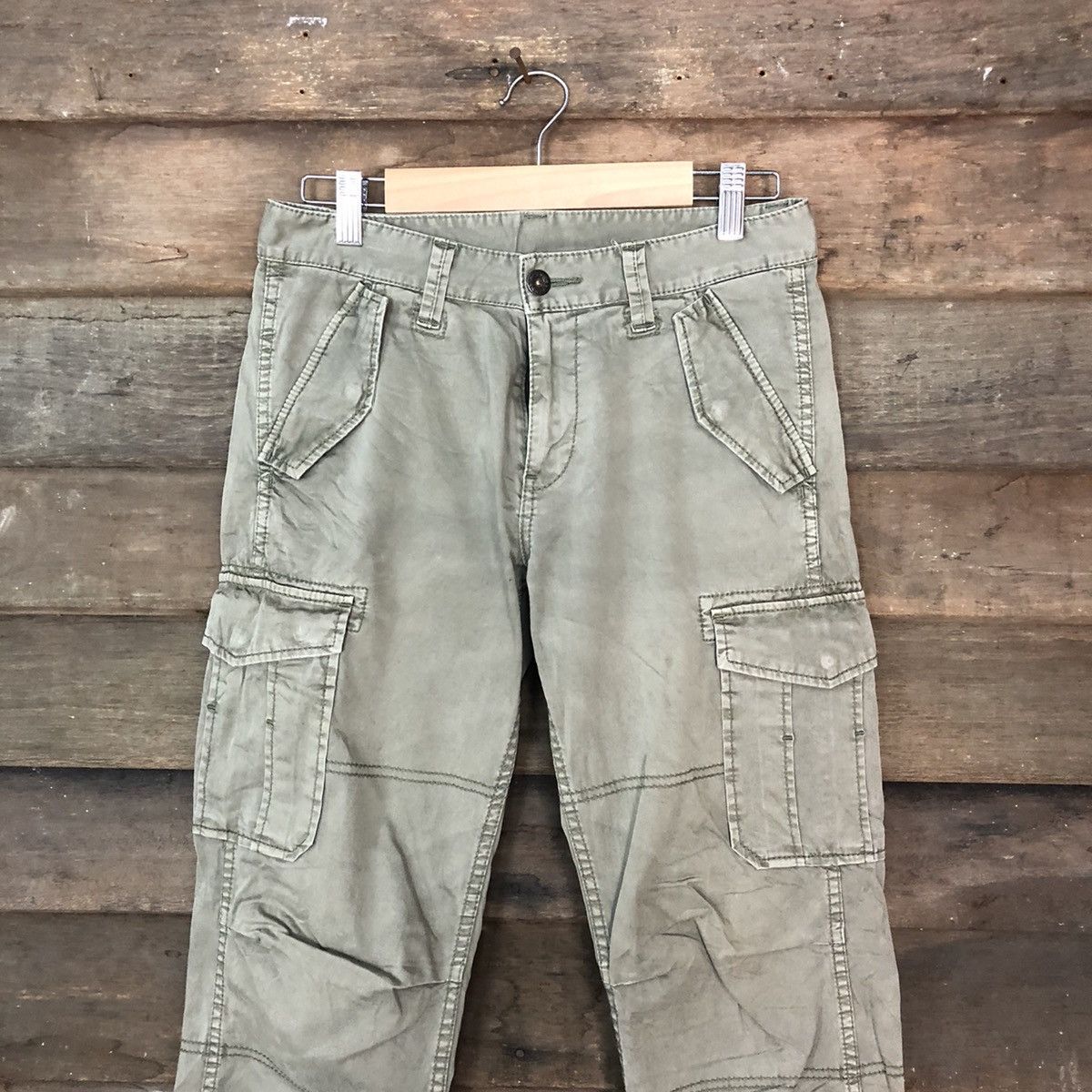 Faded Glory Uniqlo Green faded multipocket tactical Cargo Pants #6885 Size US 26 / EU 42 - 2 Thumbnail