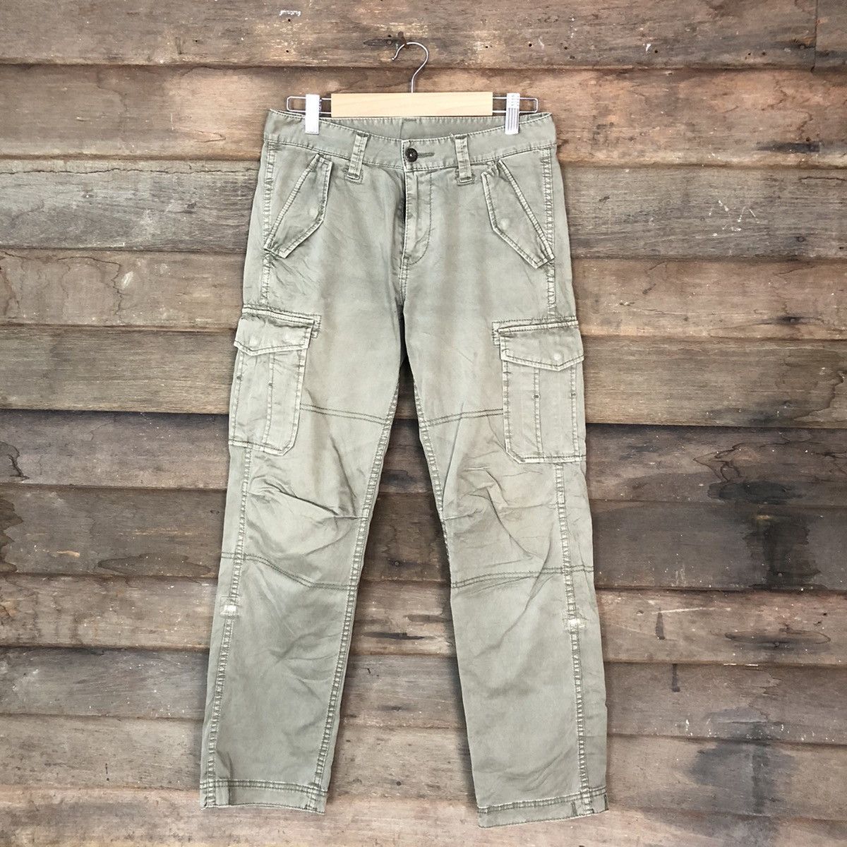 Uniqlo Green faded multipocket tactical Cargo Pants #6885