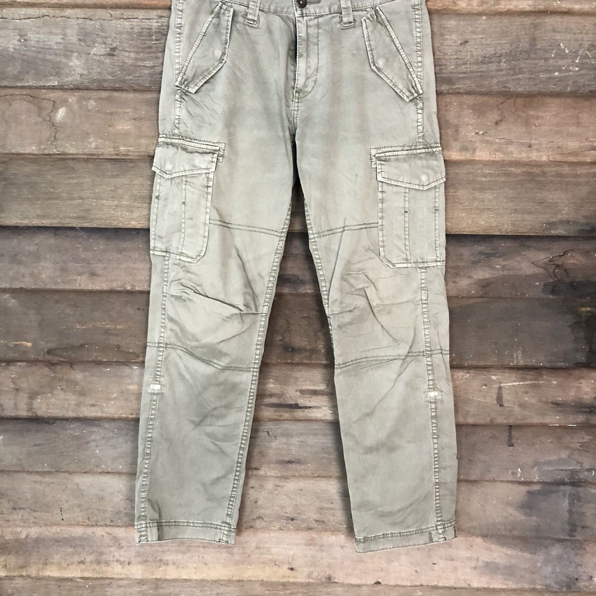 Faded Glory Uniqlo Green faded multipocket tactical Cargo Pants #6885 Size US 26 / EU 42 - 3 Thumbnail