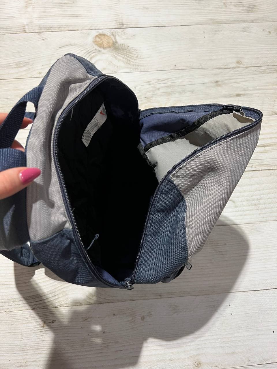 Nike Vintage Nike Air Backpack 90s Swoosh Big Logo Grey/Blue Size ONE SIZE - 10 Thumbnail