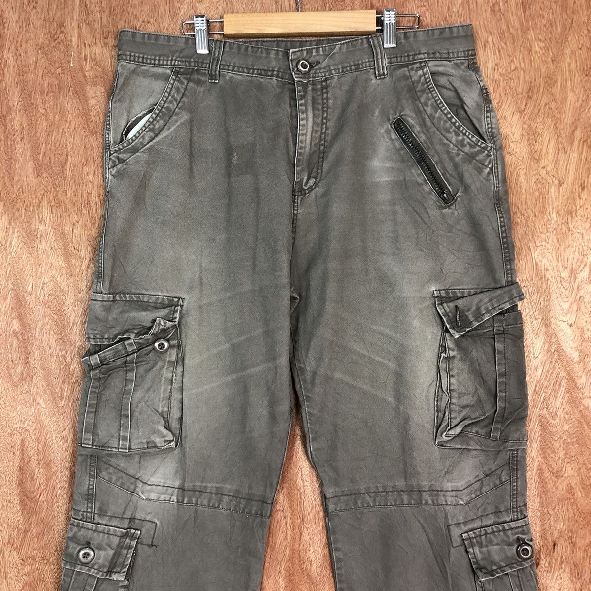 Faded Glory Japan Grey Faded MUltipocket Cargo Pants #c657DL Size US 35 - 2 Thumbnail