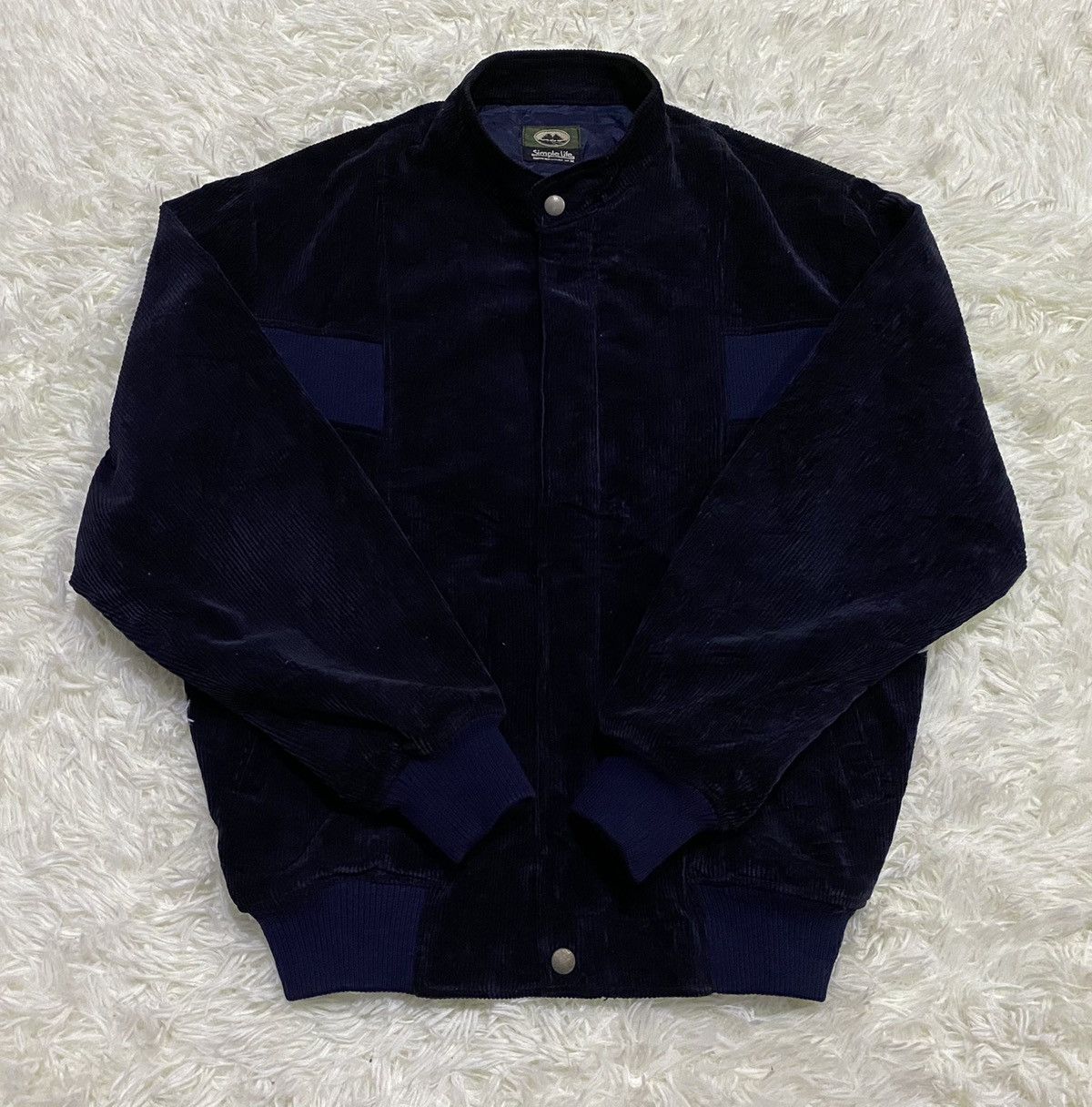 Japanese Brand Simple Life Velvet Jacket in Dark Blue Size US M / EU 48-50 / 2 - 4 Thumbnail