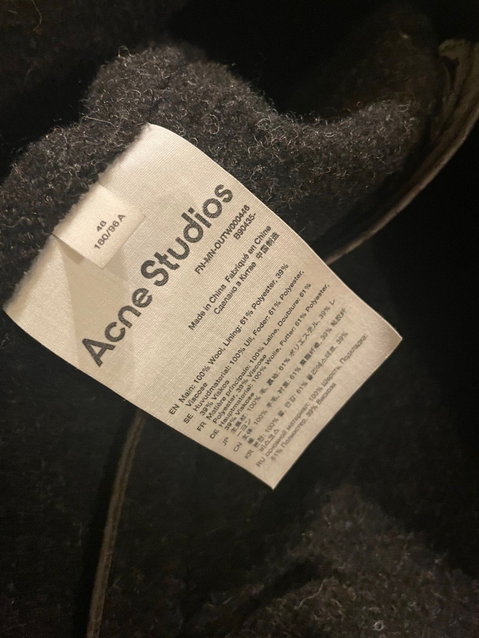 Acne Studios Damman Mel Double Coat Anthracite Black wool Jacket 48 M Size US M / EU 48-50 / 2 - 3 Thumbnail