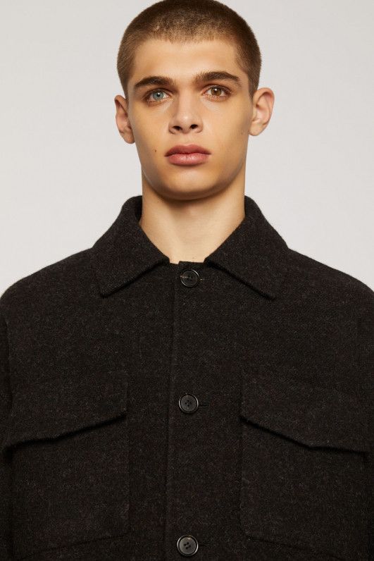 Acne Studios Damman Mel Double Coat Anthracite Black wool Jacket 48 M Size US M / EU 48-50 / 2 - 7 Thumbnail