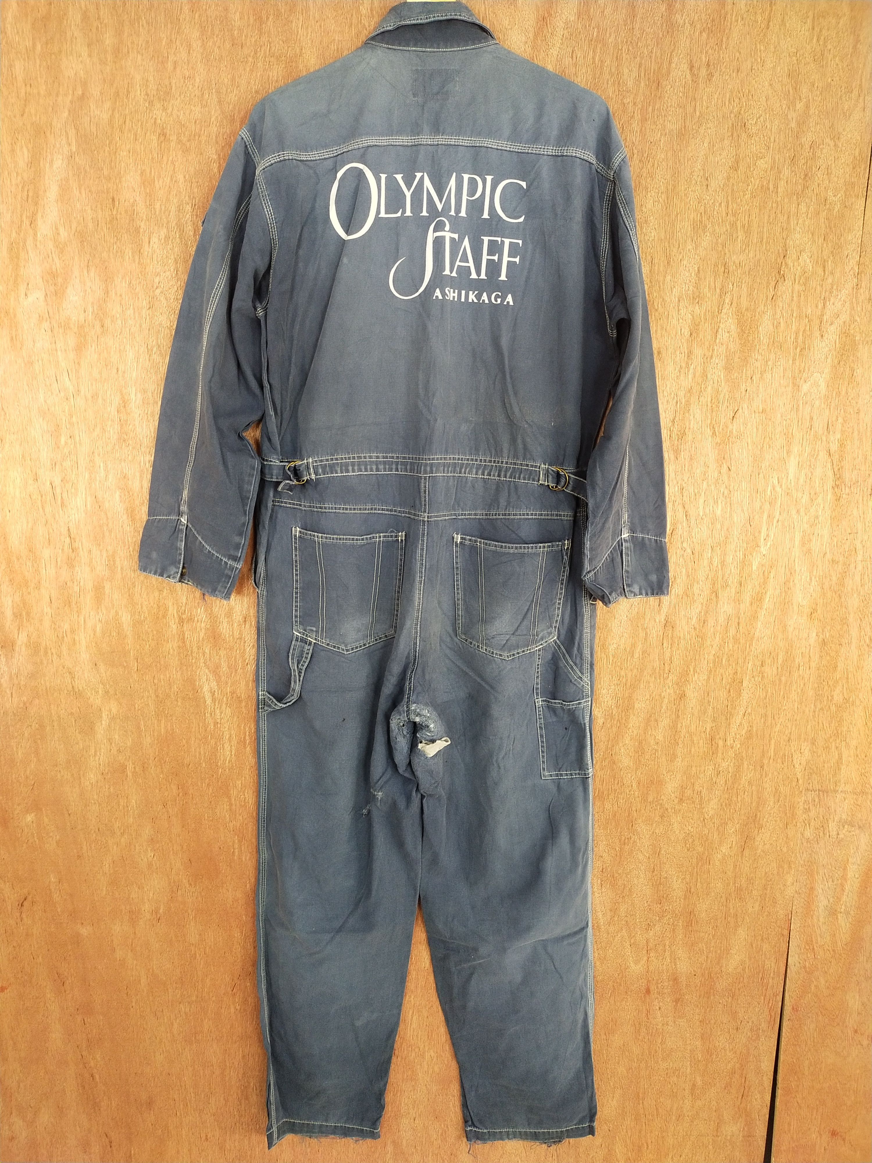 image of Overalls x USA Olympics Olympic Staff Ashikaga Coverall Distressed Vintage S112 in Blue (Size 36)