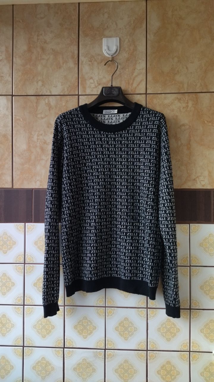 image of Vintage Zilli Monogram Sweater in Black, Men's (Size Medium)