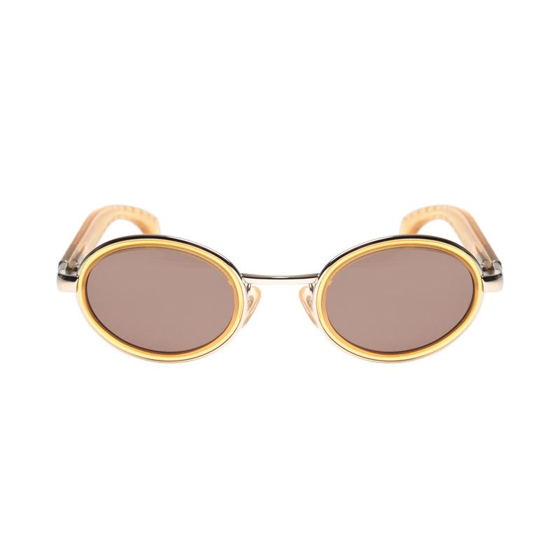 Max Mara Max Mara 90's Transparent Yellow Round Frame Sunglasses Size ONE SIZE - 1 Thumbnail