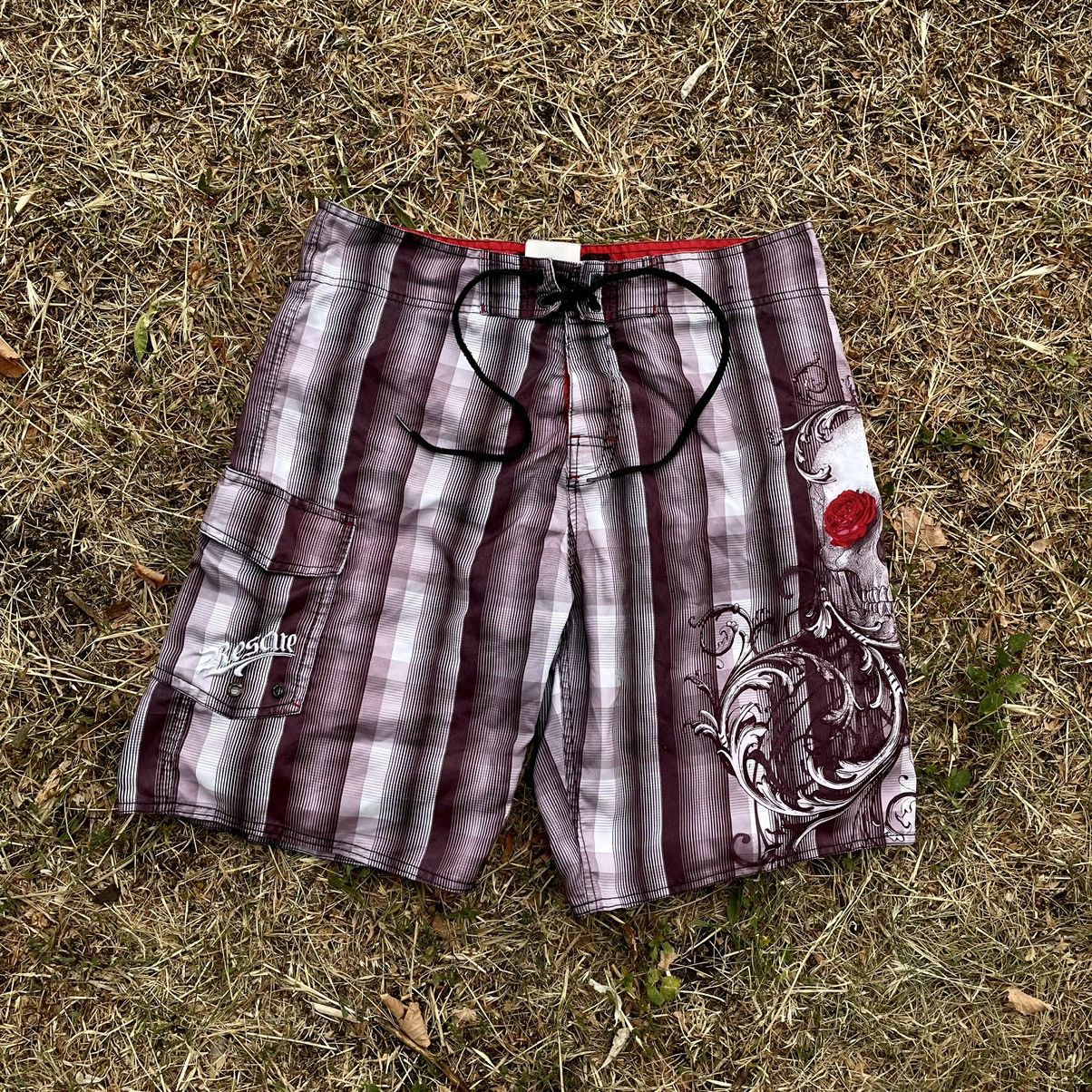 Vintage Vintage 90s Baggy Cargo Shorts Plaid Graphic Skate Streetwea Size US 34 / EU 50 - 1 Thumbnail