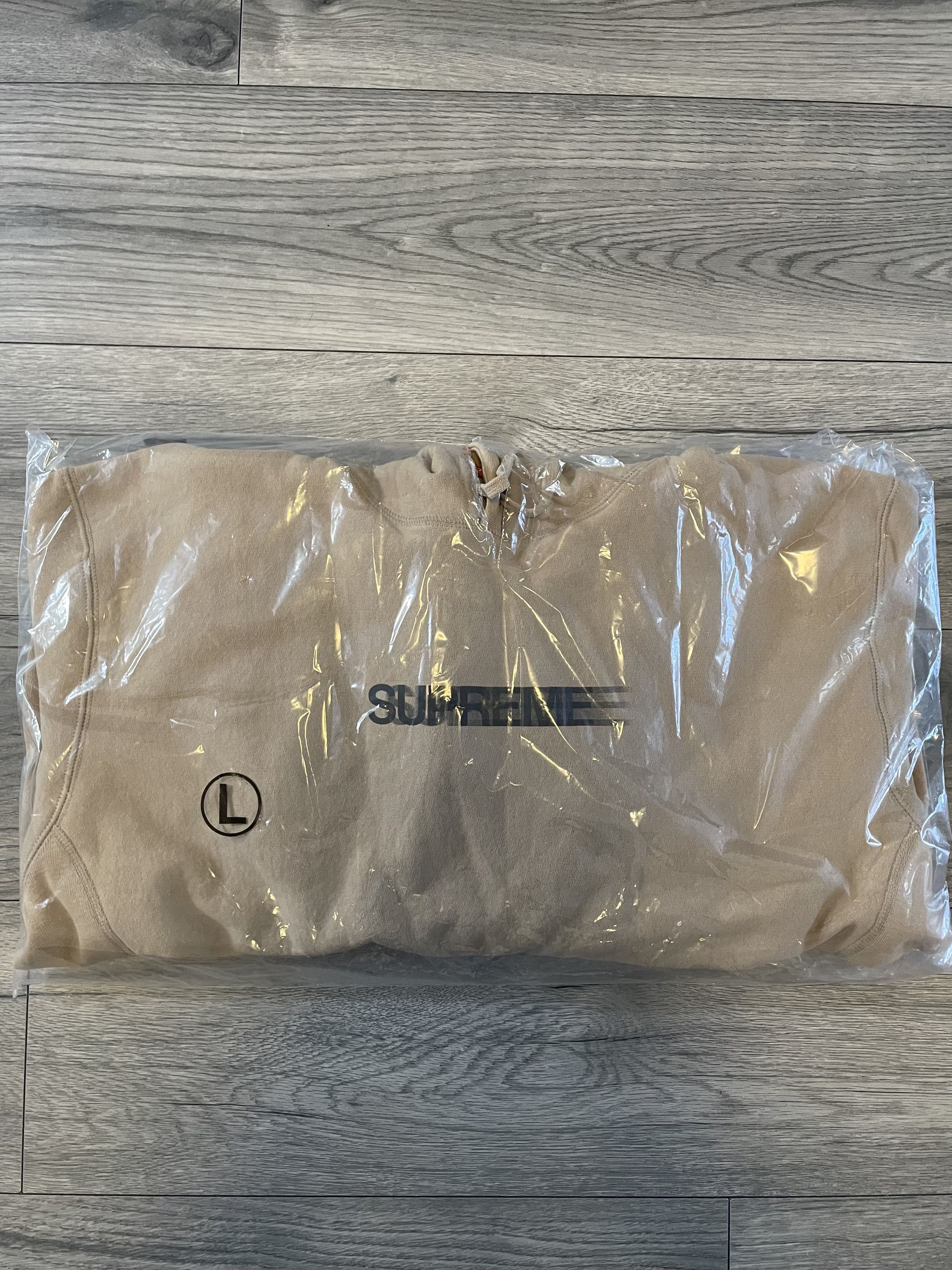 image of Supreme Motion Logo Hooded Sweatshirt Tan Ss23, Men's (Size Large)
