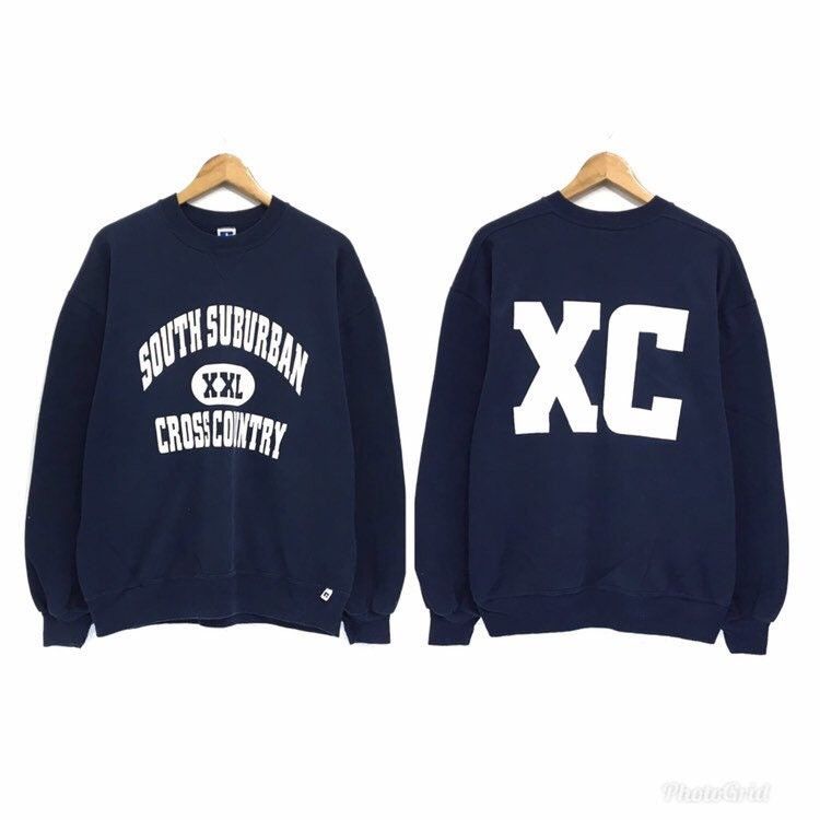 Russell Athletic × Vintage Vintage 90s Russell Athletic Cross Country Sweatshirt Size US XL / EU 56 / 4 - 1 Thumbnail