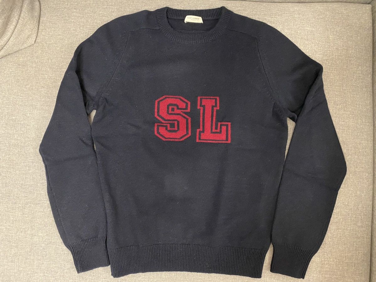 Saint Laurent Paris Saint Laurent navy cashmere logo sweater S Size US S / EU 44-46 / 1 - 2 Thumbnail