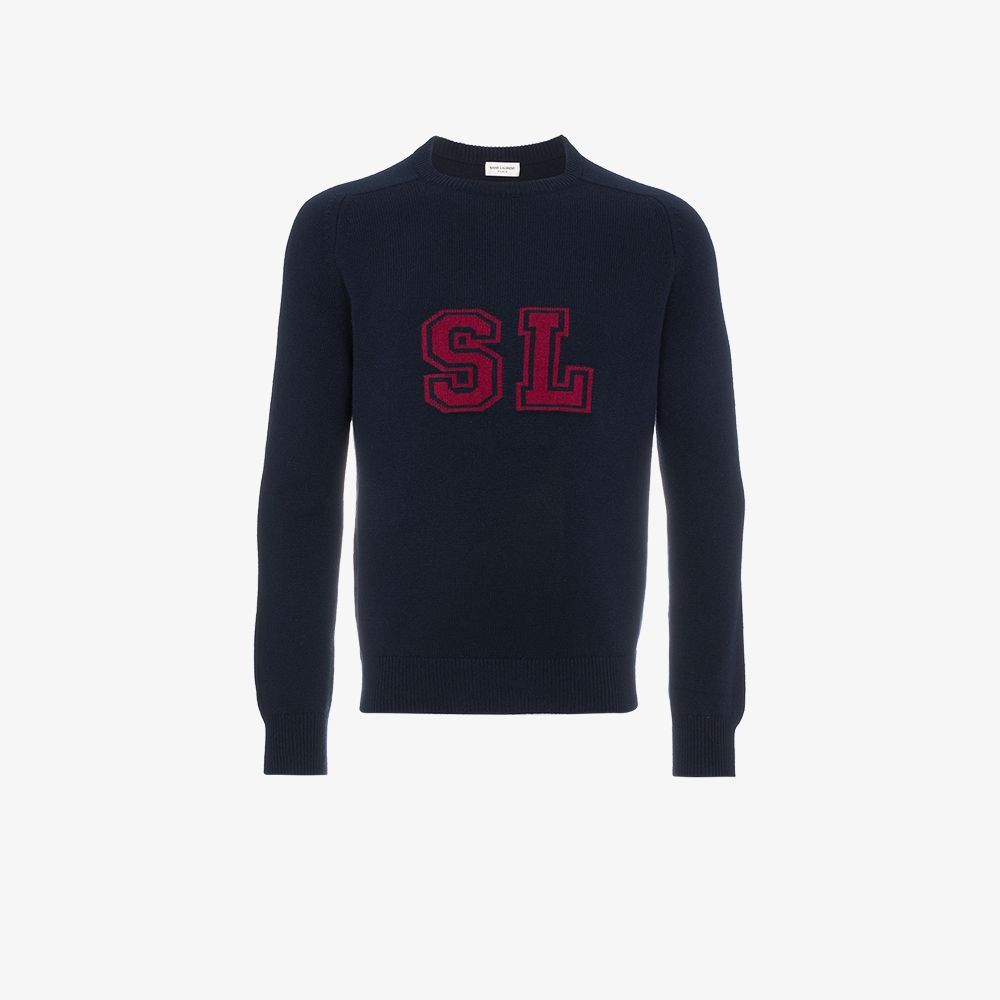 Saint Laurent Paris Saint Laurent navy cashmere logo sweater S Size US S / EU 44-46 / 1 - 1 Thumbnail