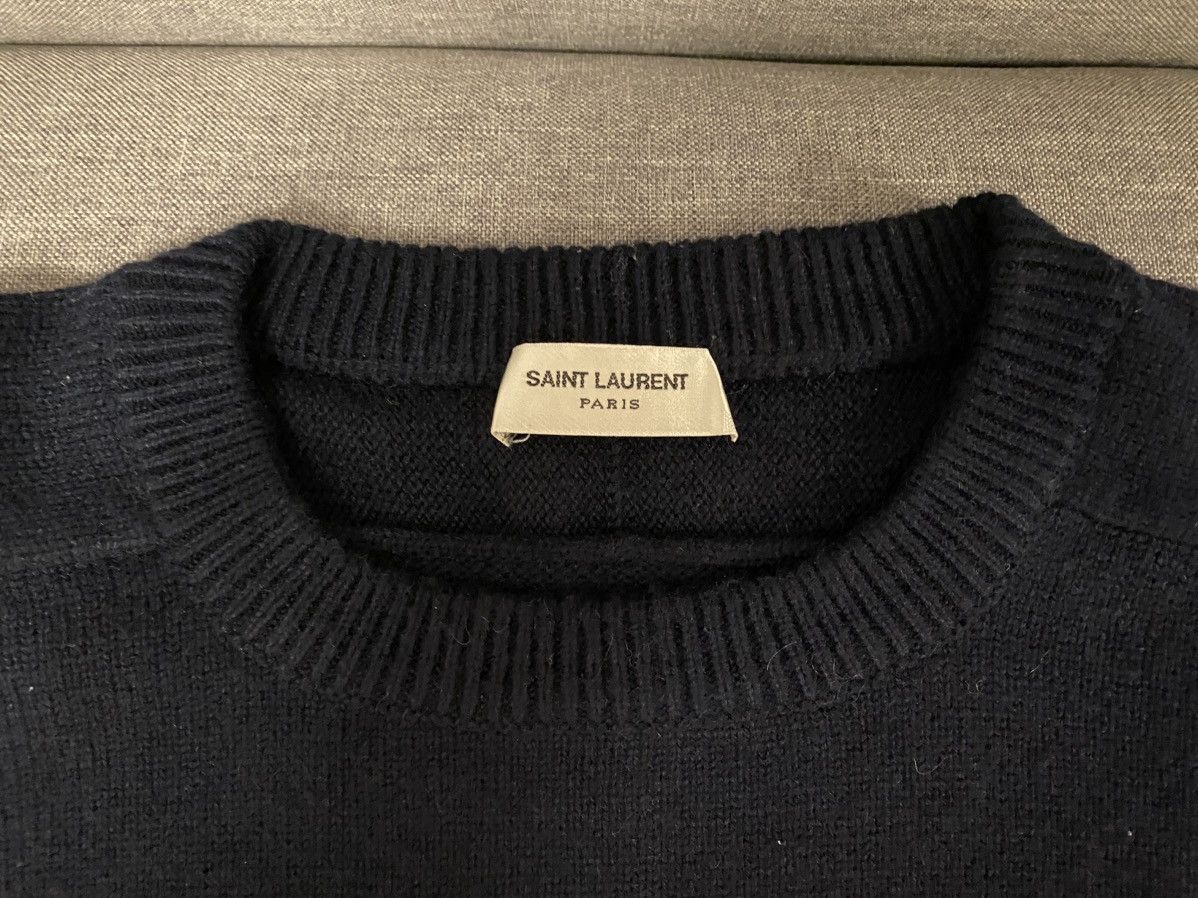 Saint Laurent Paris Saint Laurent navy cashmere logo sweater S Size US S / EU 44-46 / 1 - 4 Thumbnail
