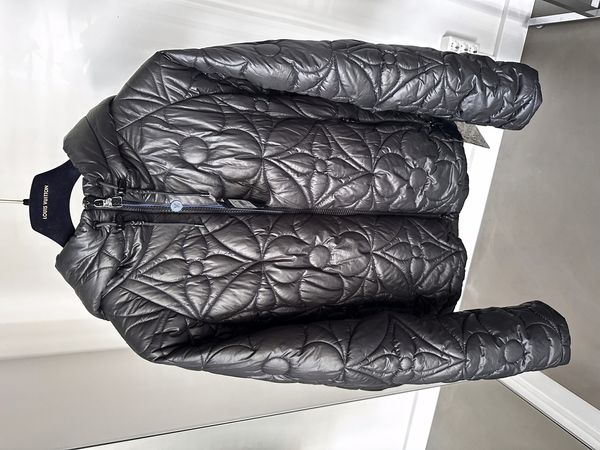 Louis Vuitton Lvse Flower Quilted Hoodie Jacket, Black, 52