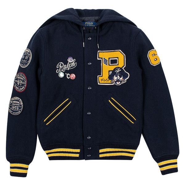 Polo Ralph Lauren Polo Ralph Lauren Navy Patch Hooded Letterman Jacket XXL Size US XXL / EU 58 / 5 - 4 Thumbnail
