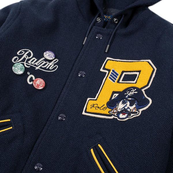 Polo Ralph Lauren Polo Ralph Lauren Navy Patch Hooded Letterman Jacket XXL Size US XXL / EU 58 / 5 - 6 Thumbnail