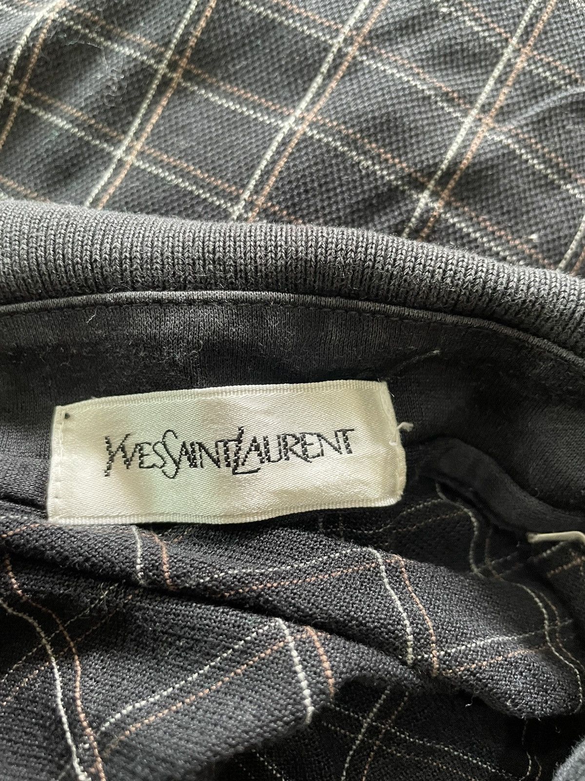 Vintage Vintage 90s Yves Saint Laurent Checked Long Sleeve T Shirt Size US M / EU 48-50 / 2 - 7 Thumbnail