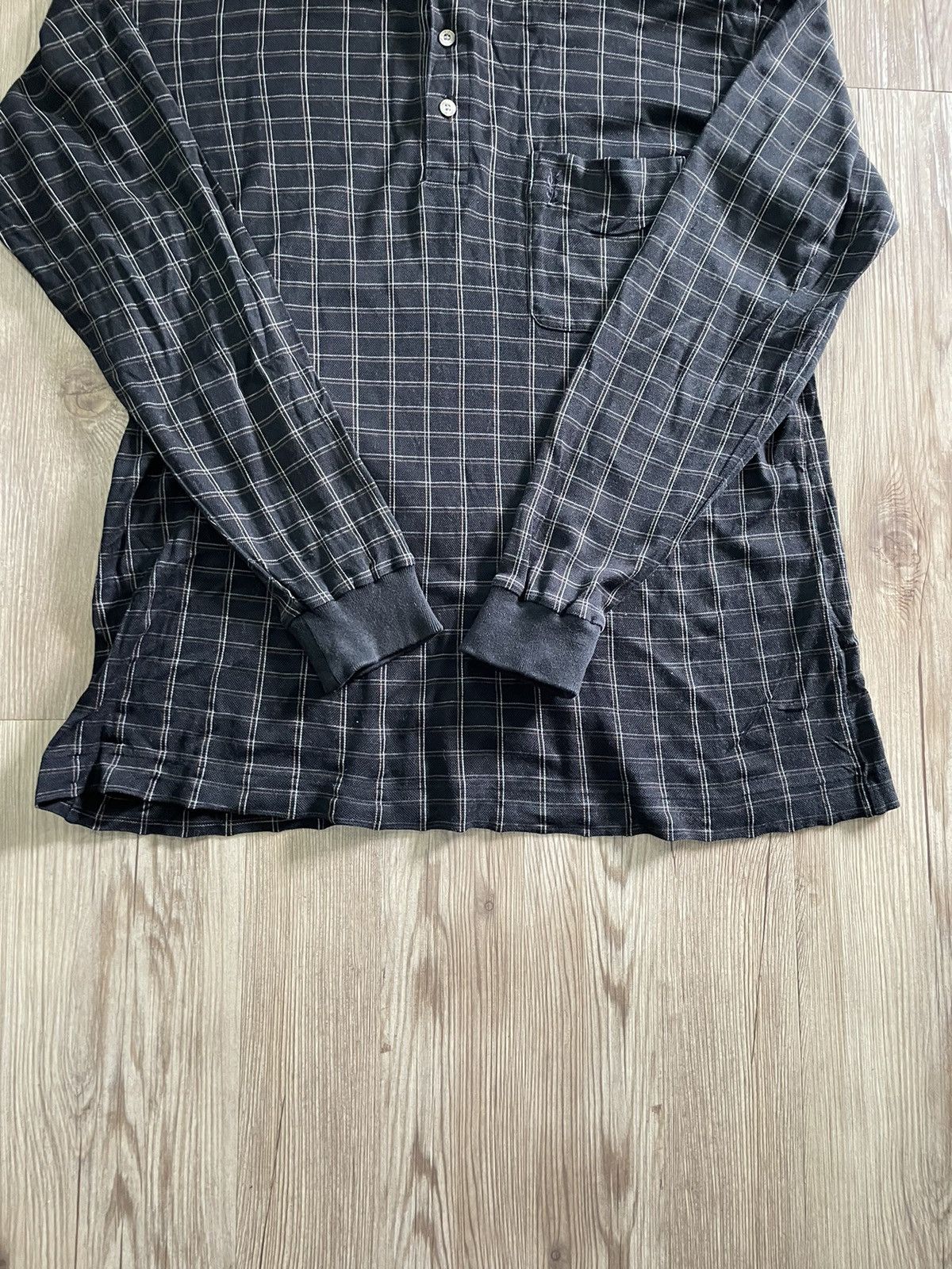 Vintage Vintage 90s Yves Saint Laurent Checked Long Sleeve T Shirt Size US M / EU 48-50 / 2 - 4 Thumbnail