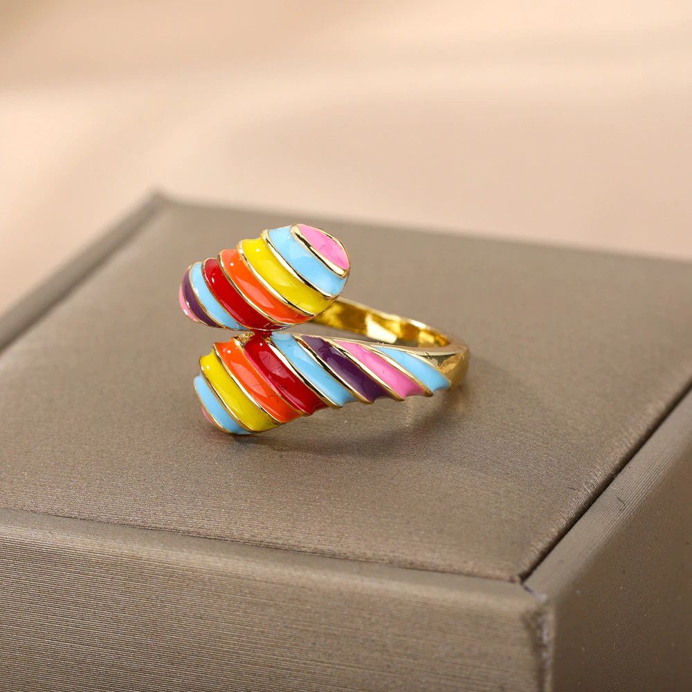 Jewelry Rainbow Neon Enamel Ring Size ONE SIZE - 4 Thumbnail
