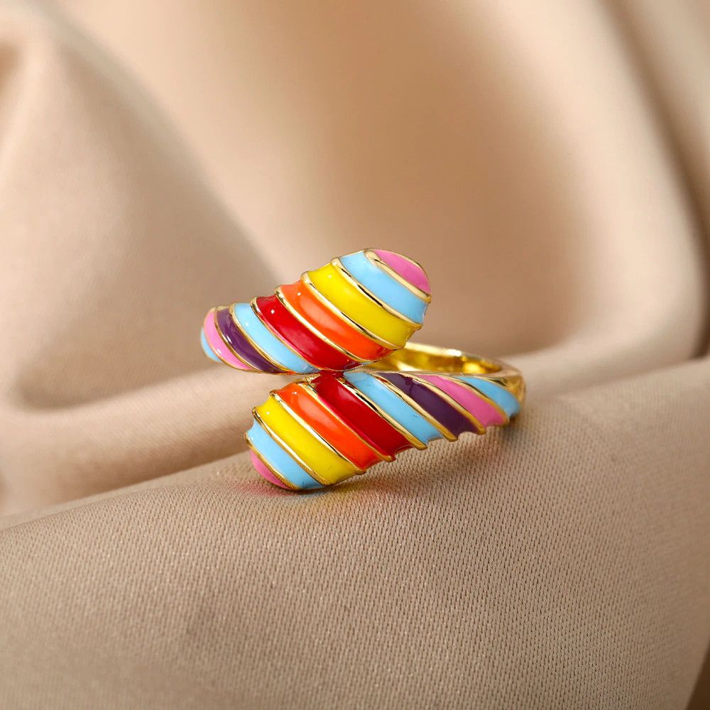 Jewelry Rainbow Neon Enamel Ring Size ONE SIZE - 2 Thumbnail