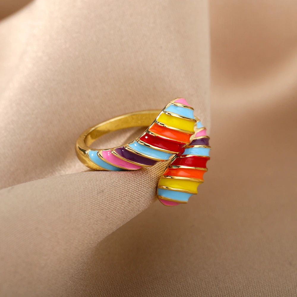 Jewelry Rainbow Neon Enamel Ring Size ONE SIZE - 3 Thumbnail