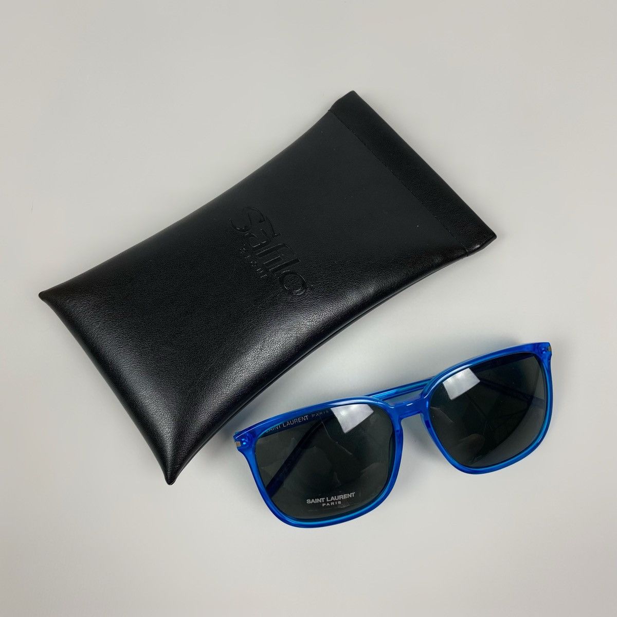 Designer Saint Laurent Paris SL37 Surf Blue Square Frame Sunglasses Size ONE SIZE - 5 Thumbnail