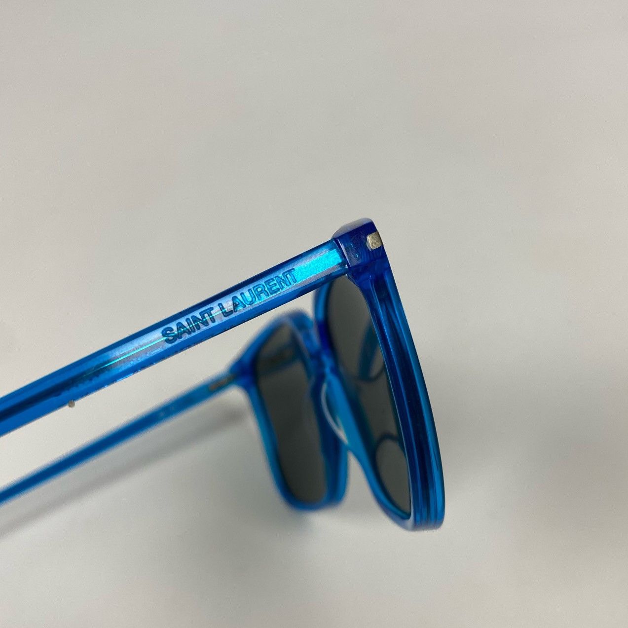 Designer Saint Laurent Paris SL37 Surf Blue Square Frame Sunglasses Size ONE SIZE - 10 Thumbnail