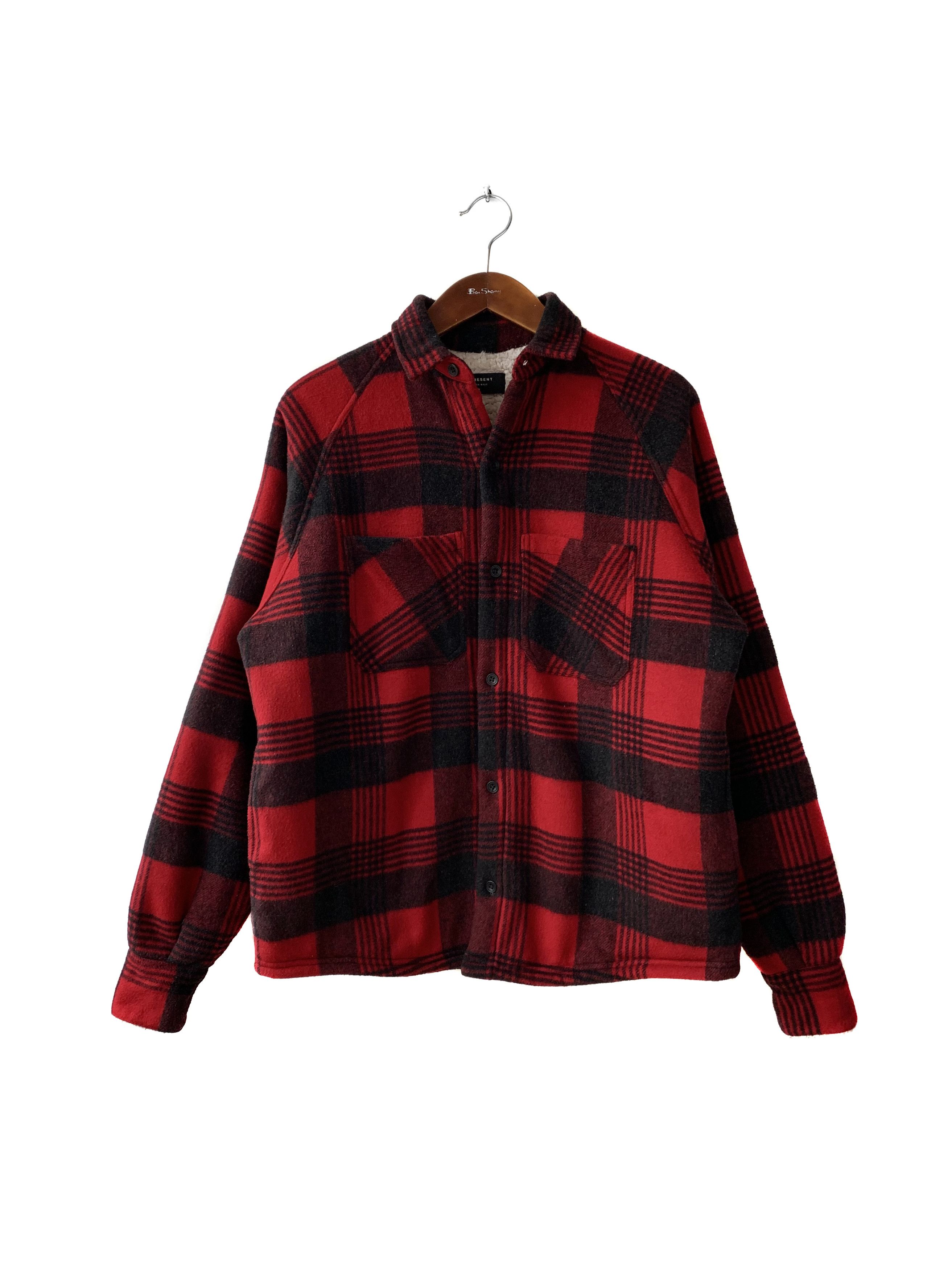 Represent wool oversized checkred overshirt jacket