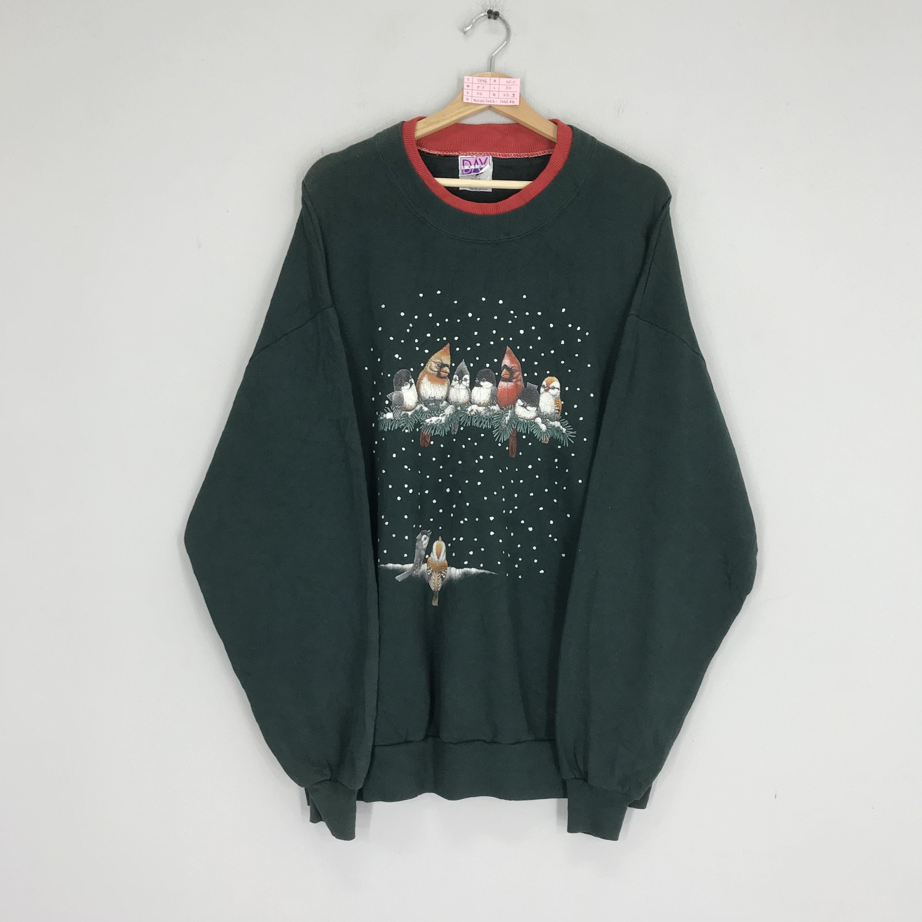 Arts & Science Vintage Cardinal Birds Winter Graphics Sweater Bird House Size US XL / EU 56 / 4 - 1 Thumbnail