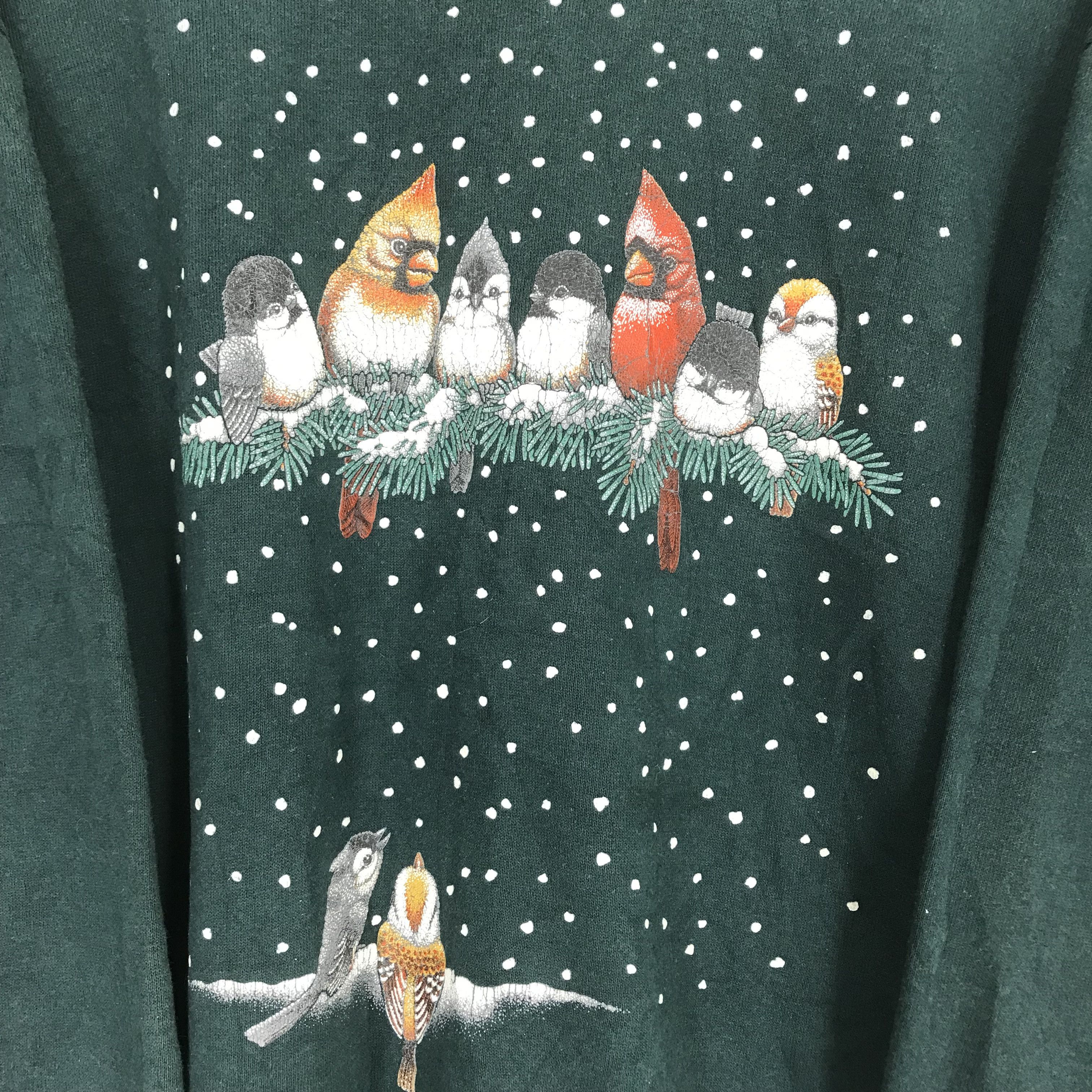 Arts & Science Vintage Cardinal Birds Winter Graphics Sweater Bird House Size US XL / EU 56 / 4 - 5 Thumbnail