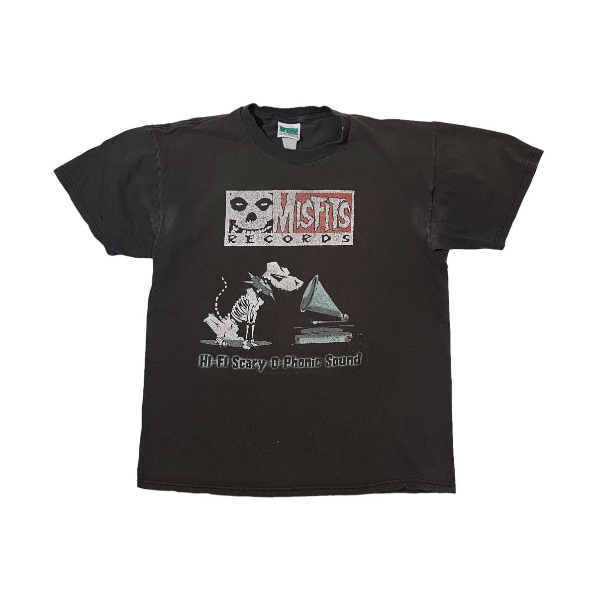 image of 2000S Misfits Records Hi-Fi Scary-O Phonic Sound Tee in Black, Men's (Size Large)