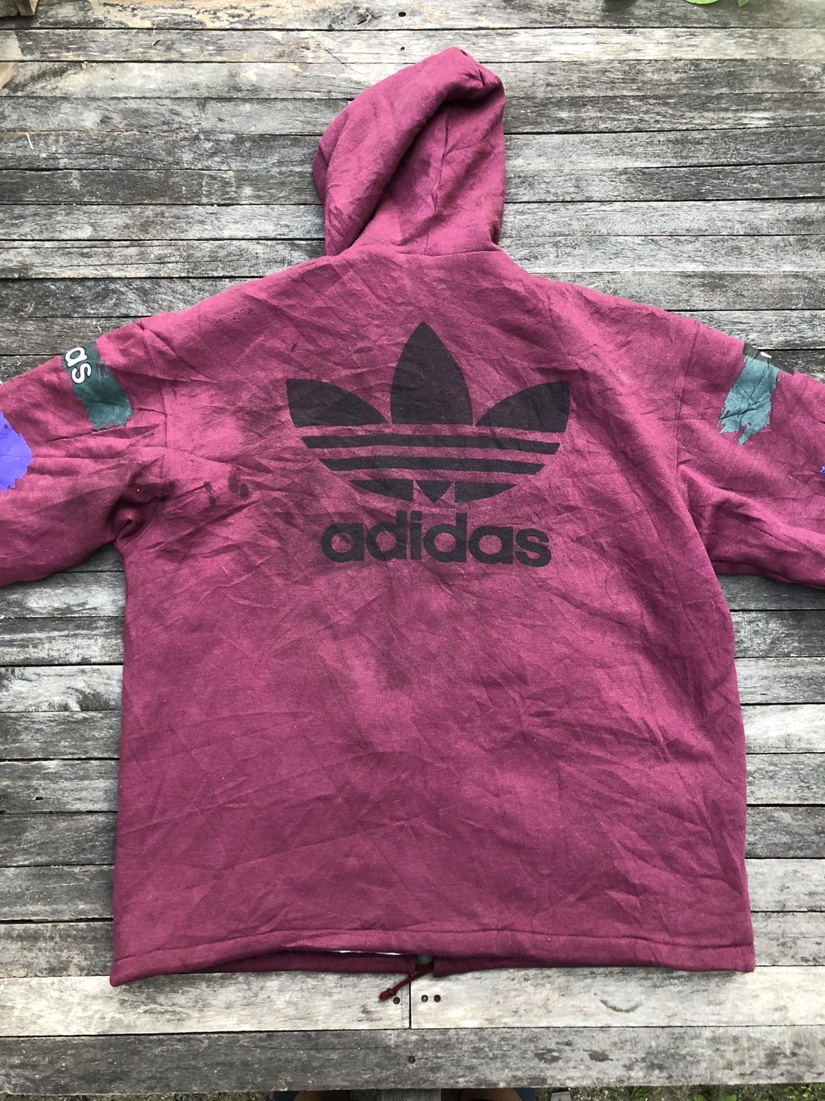 Adidas × Descente × Vintage Vintage 90s Adidas Trefoil Big Logo hoodies Size US L / EU 52-54 / 3 - 12 Thumbnail