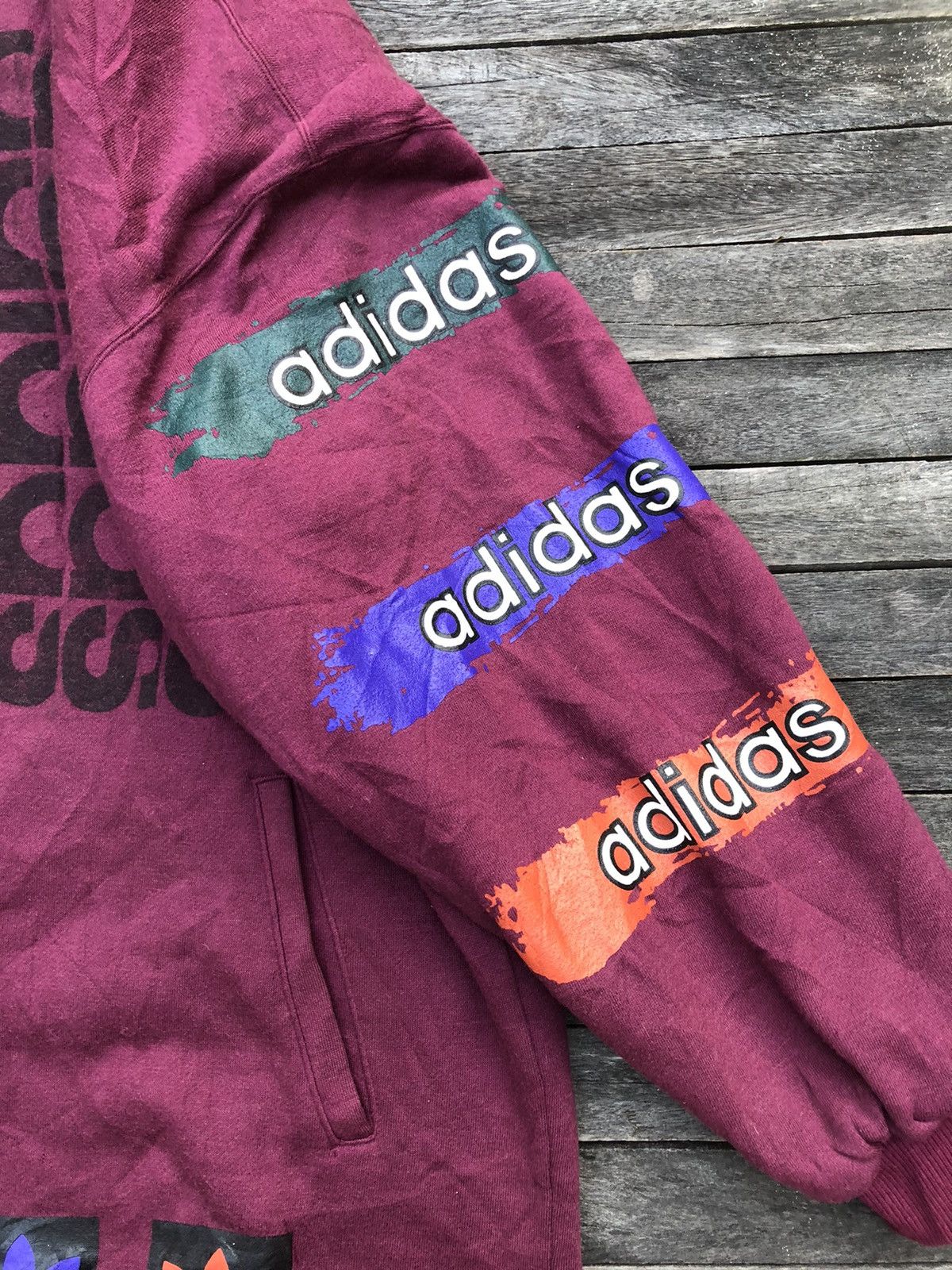 Adidas × Descente × Vintage Vintage 90s Adidas Trefoil Big Logo hoodies Size US L / EU 52-54 / 3 - 6 Thumbnail