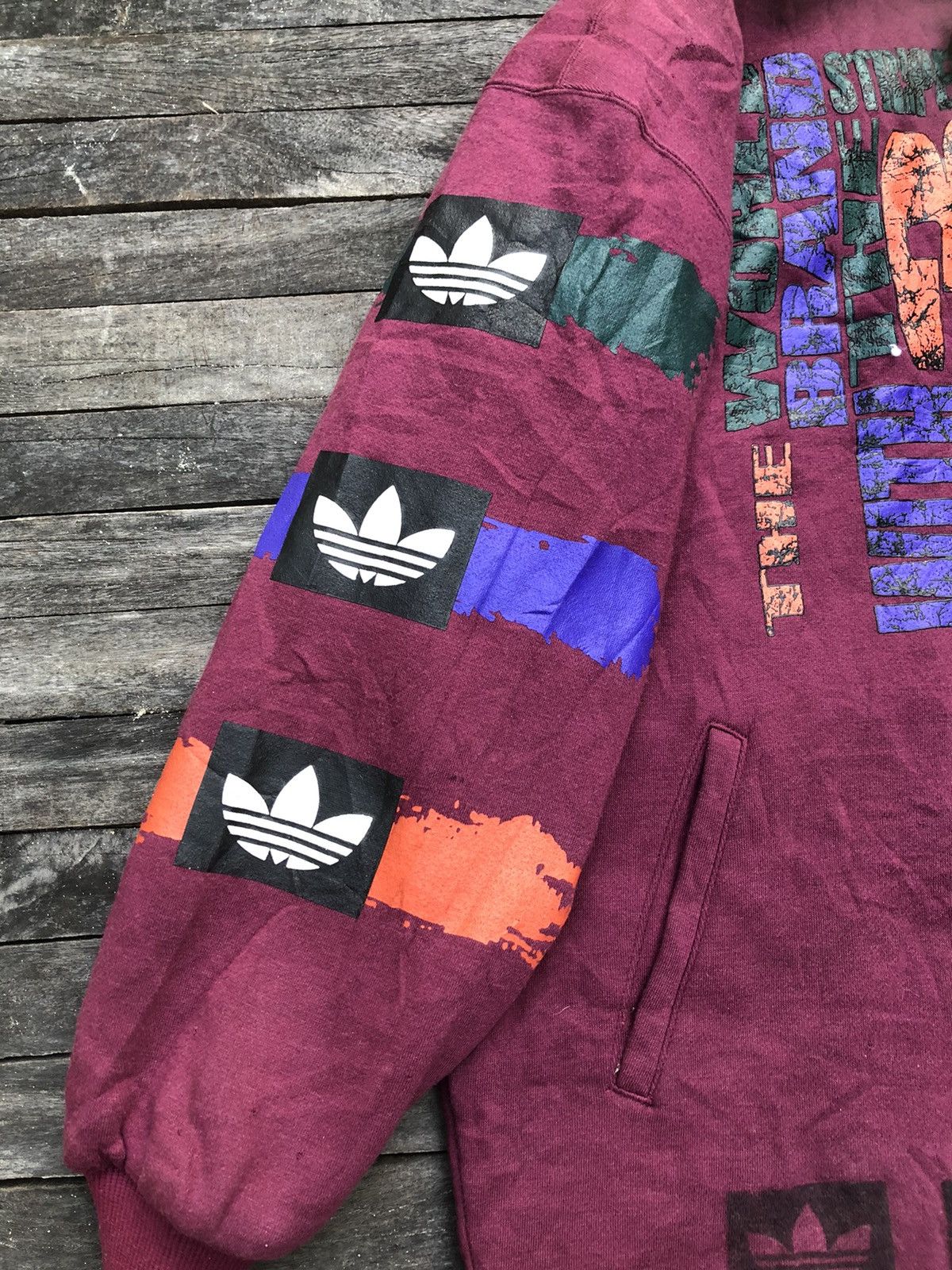 Adidas × Descente × Vintage Vintage 90s Adidas Trefoil Big Logo hoodies Size US L / EU 52-54 / 3 - 4 Thumbnail