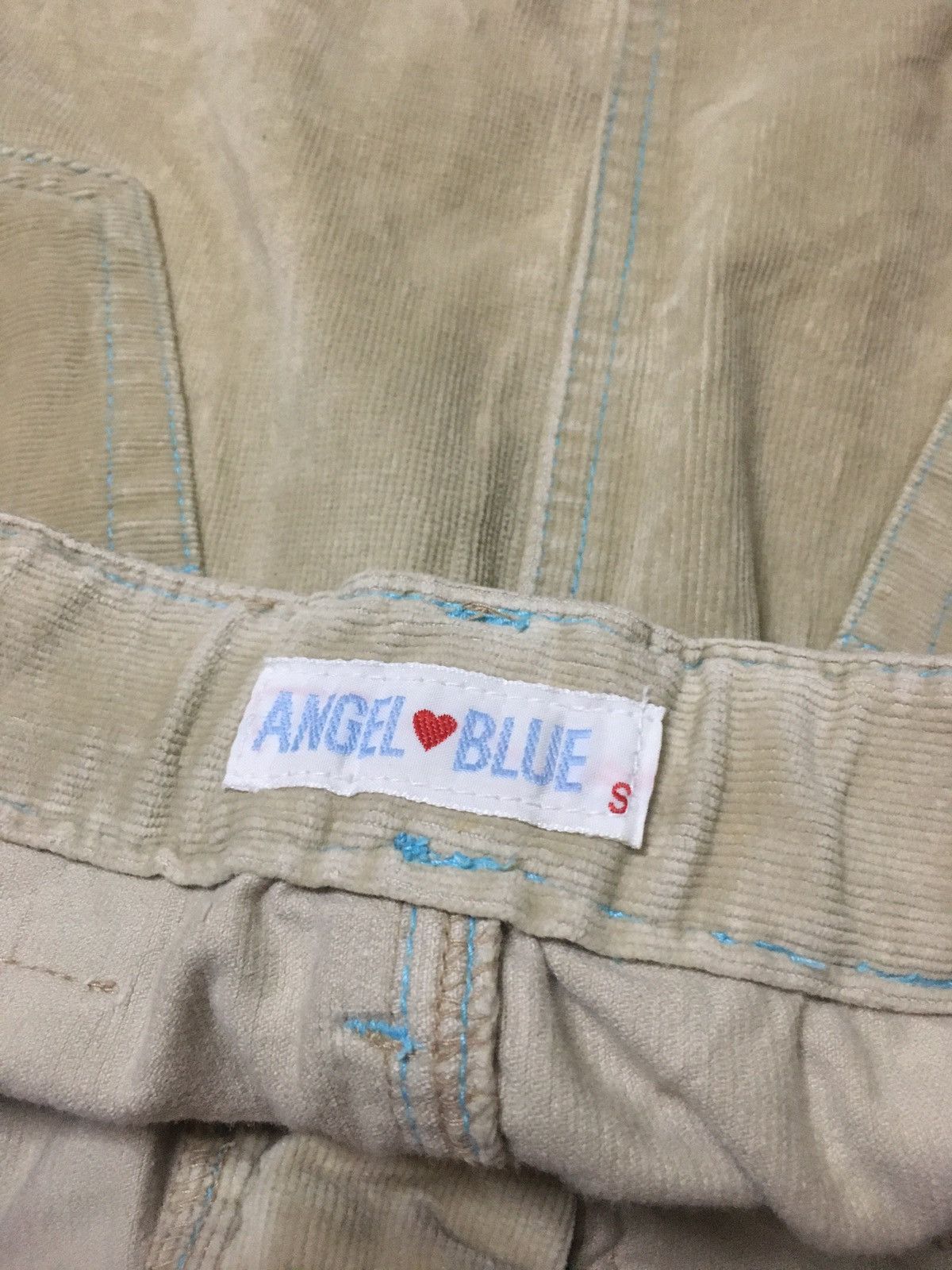 Beauty Beast 1990s Angel Blue Corduroy Mini Skirt Patch Size 27" / US 4 / IT 40 - 6 Thumbnail