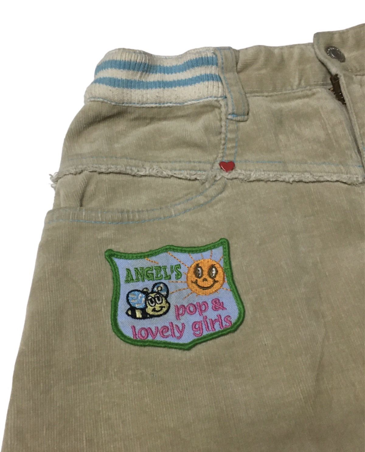 Beauty Beast 1990s Angel Blue Corduroy Mini Skirt Patch Size 27" / US 4 / IT 40 - 3 Thumbnail