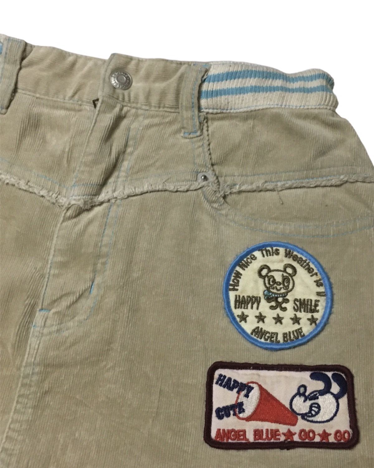 Beauty Beast 1990s Angel Blue Corduroy Mini Skirt Patch Size 27" / US 4 / IT 40 - 4 Thumbnail