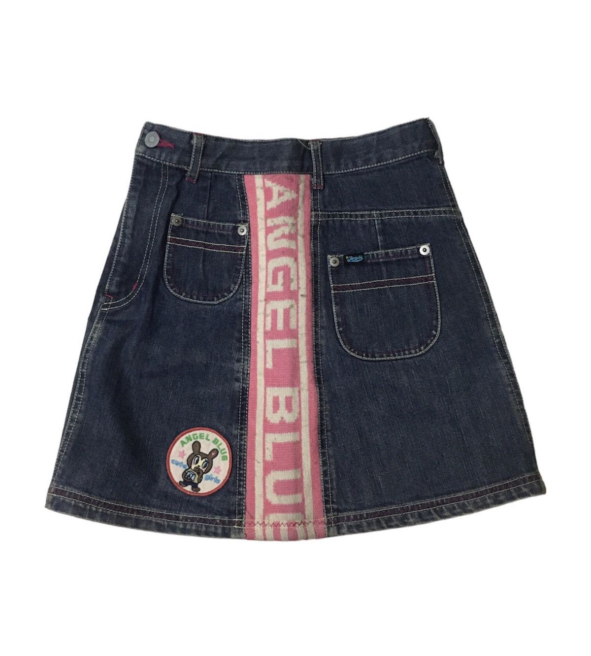 Beauty Beast 1990s Angel Blue Mini Skirt Denim Size 27" / US 4 / IT 40 - 3 Thumbnail