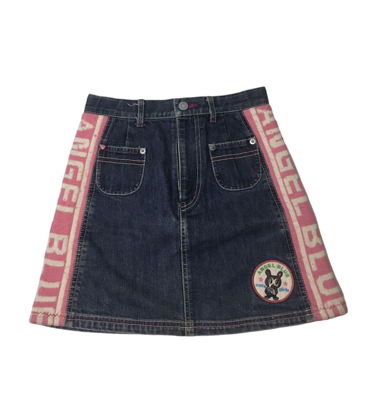 Beauty Beast 1990s Angel Blue Mini Skirt Denim Size 27" / US 4 / IT 40 - 1 Thumbnail