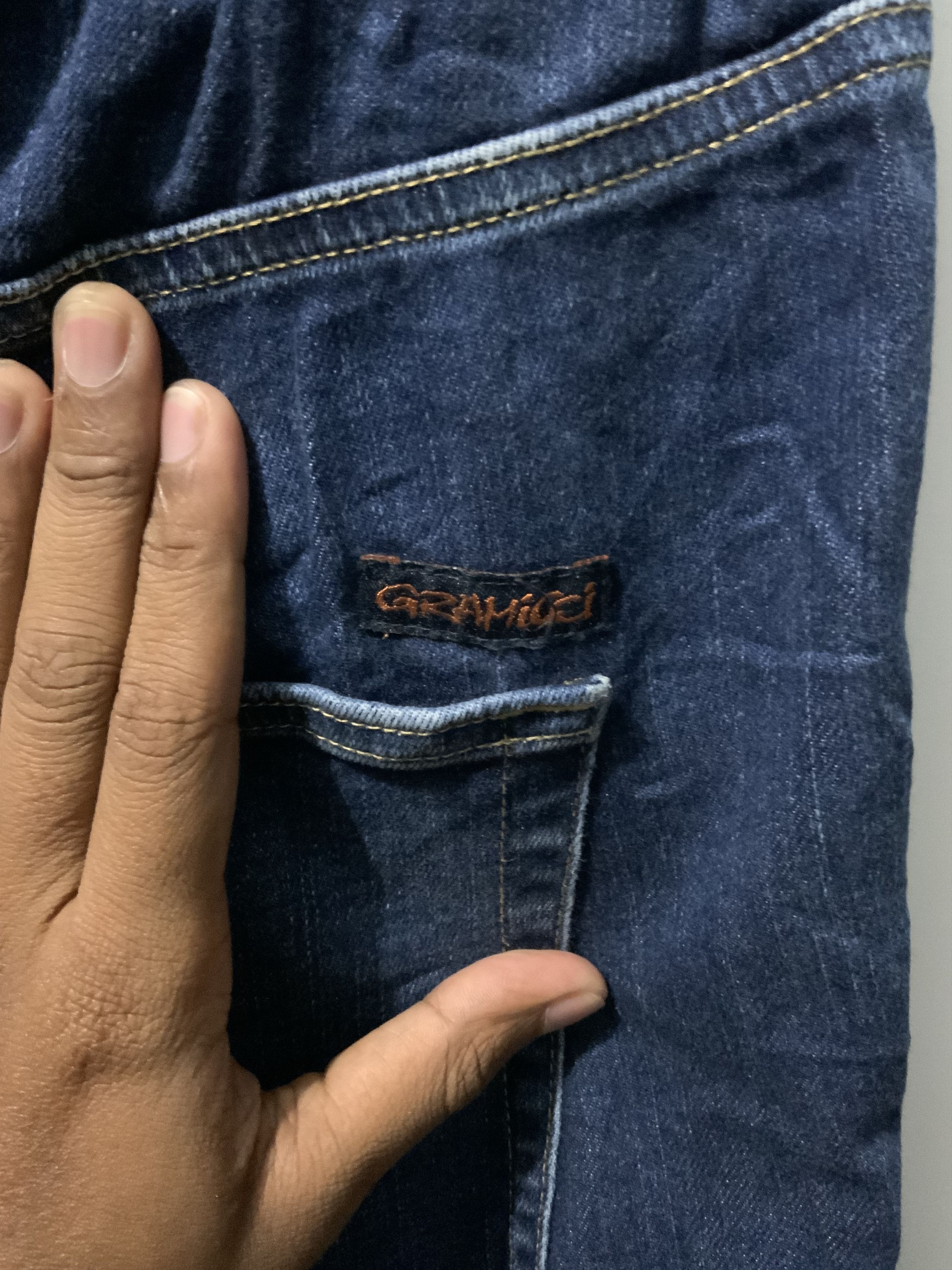 Japanese Brand Grammici USA Single Belt Fade Blue Denim Jeans Size US 32 / EU 48 - 13 Thumbnail