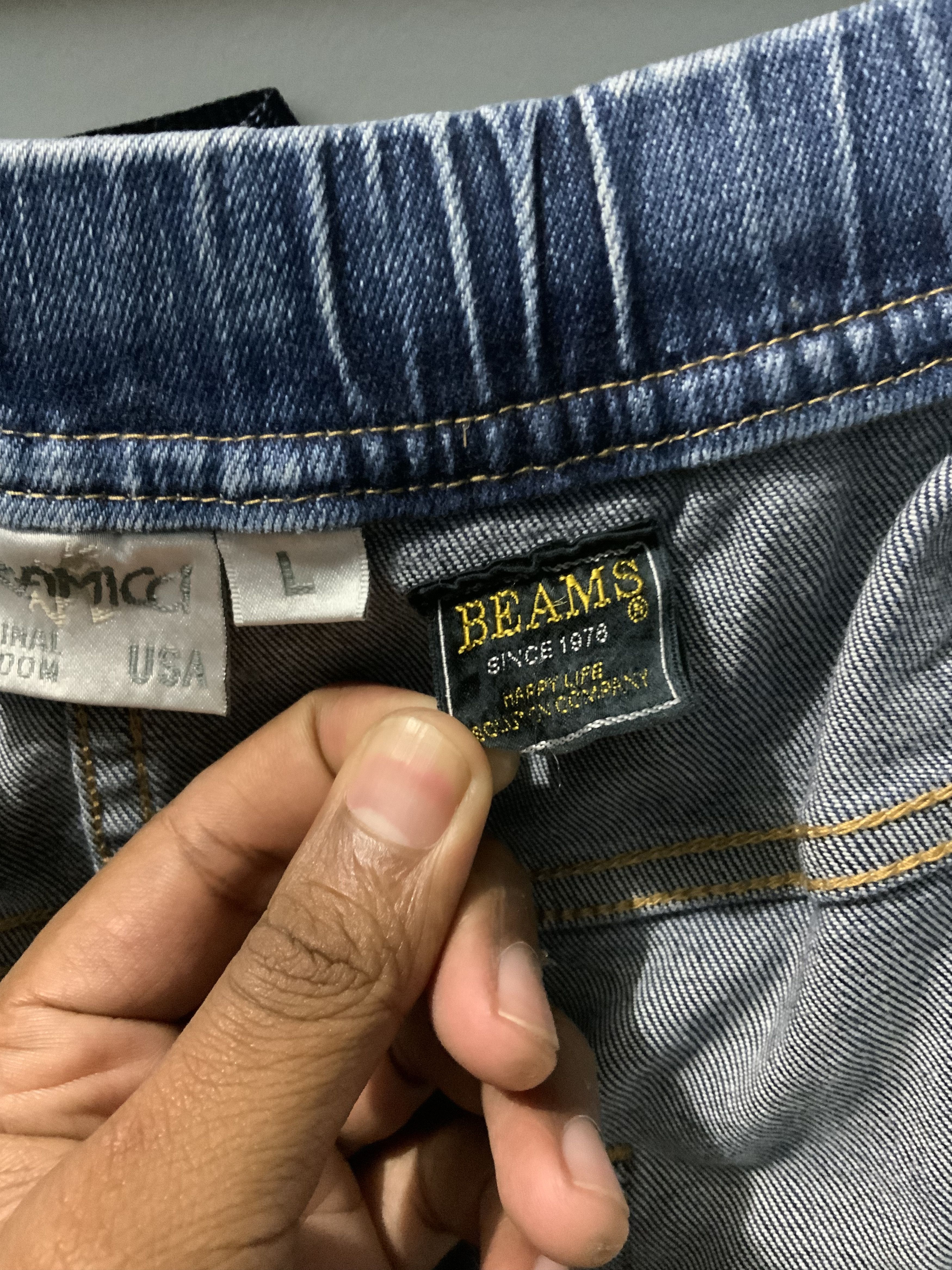Japanese Brand Grammici USA Single Belt Fade Blue Denim Jeans Size US 32 / EU 48 - 15 Thumbnail