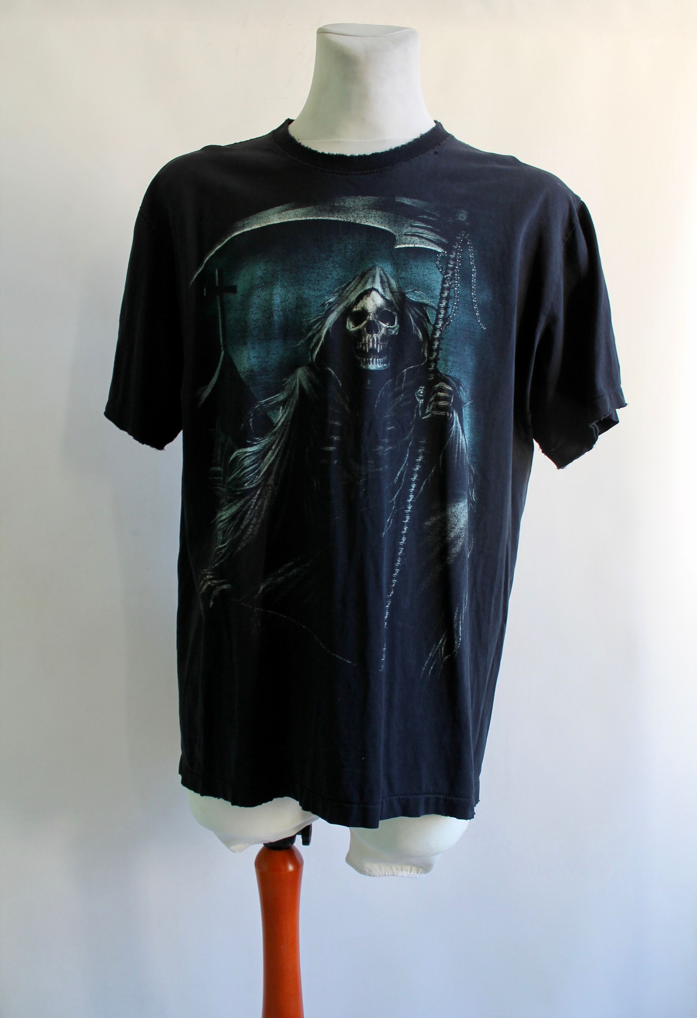 Vintage 90's The Roxx Skull death TRASHED worn t shirt tee Size US XL / EU 56 / 4 - 2 Thumbnail