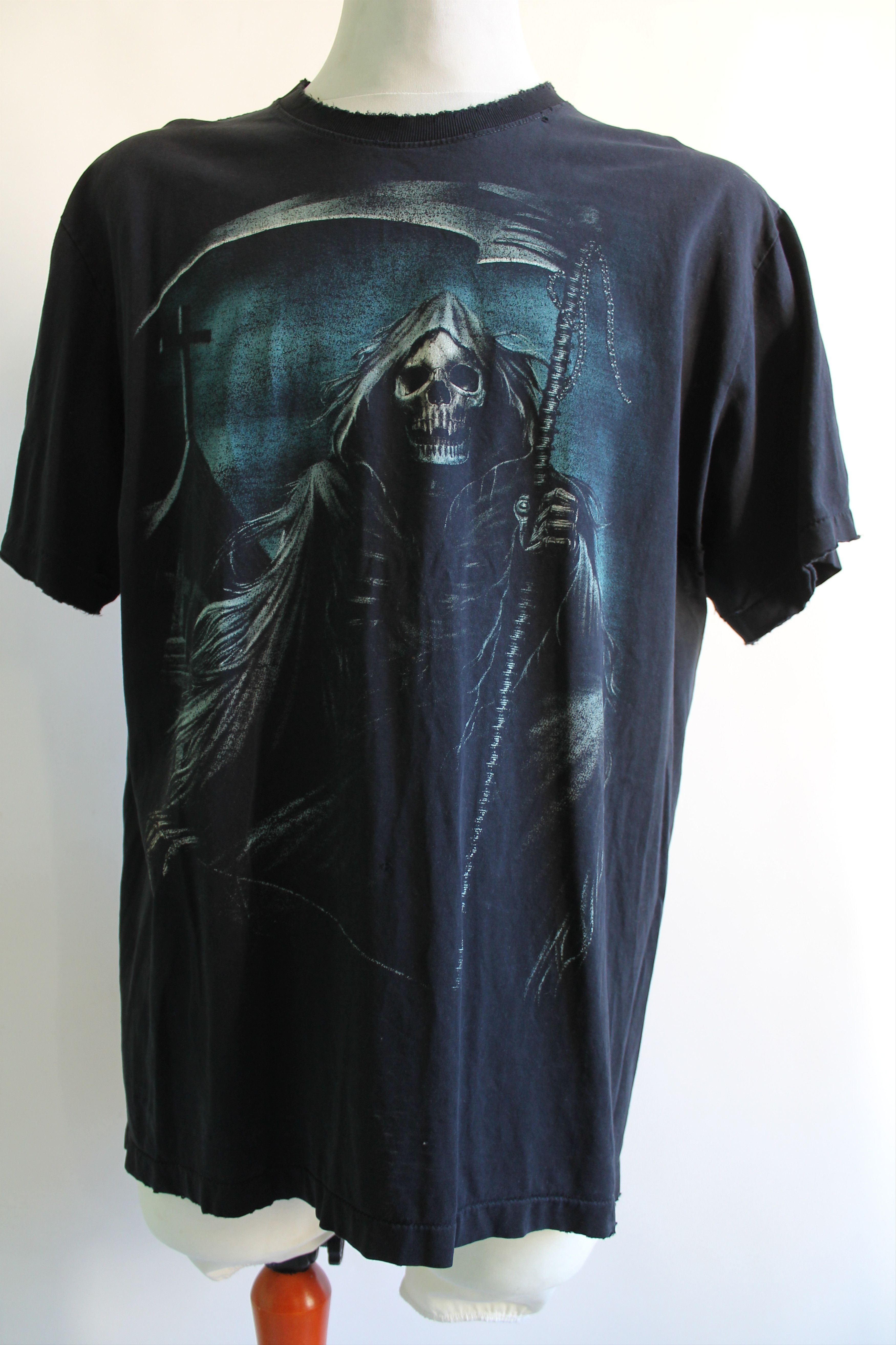 Vintage 90's The Roxx Skull death TRASHED worn t shirt tee Size US XL / EU 56 / 4 - 3 Thumbnail