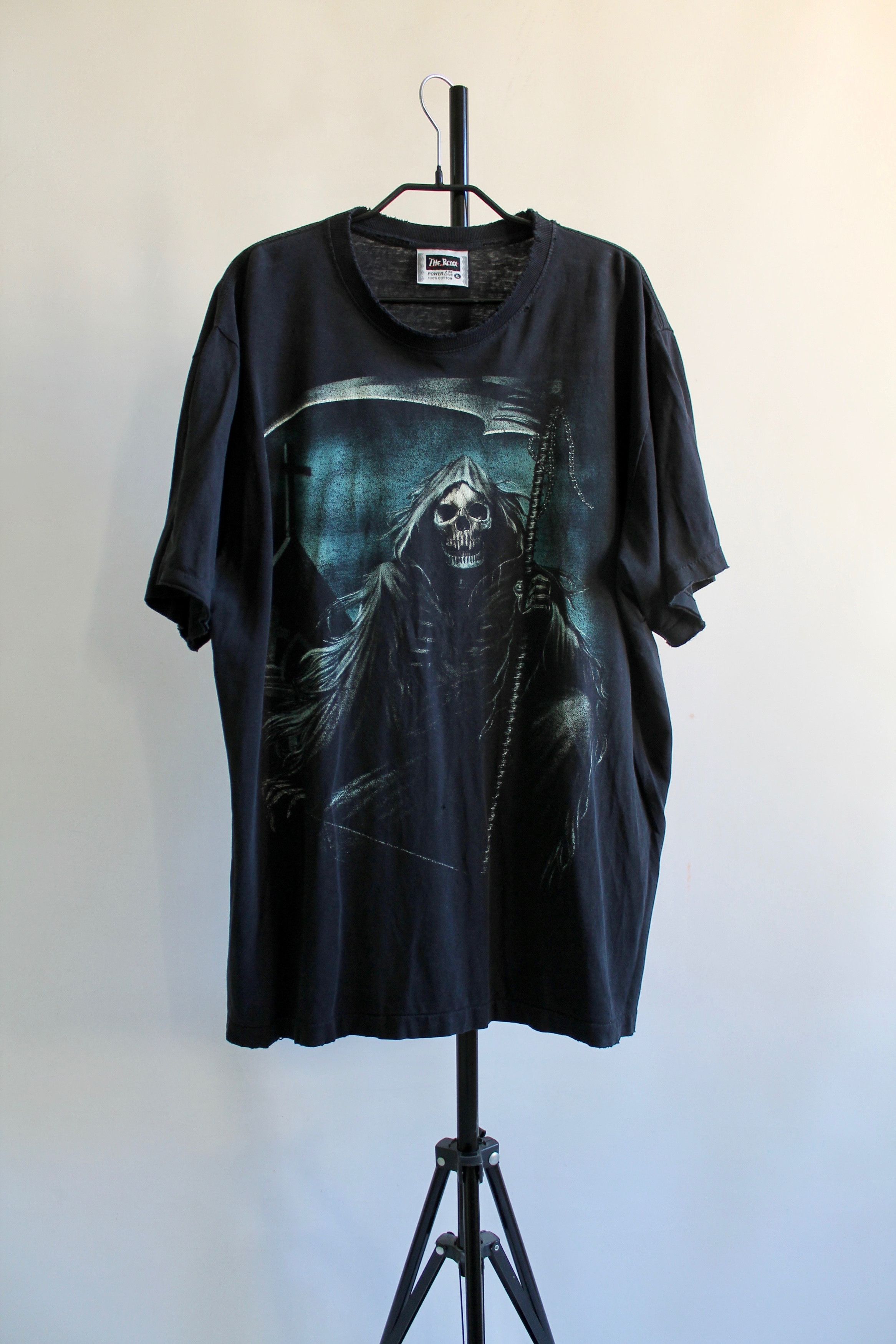 Vintage 90's The Roxx Skull death TRASHED worn t shirt tee Size US XL / EU 56 / 4 - 1 Thumbnail