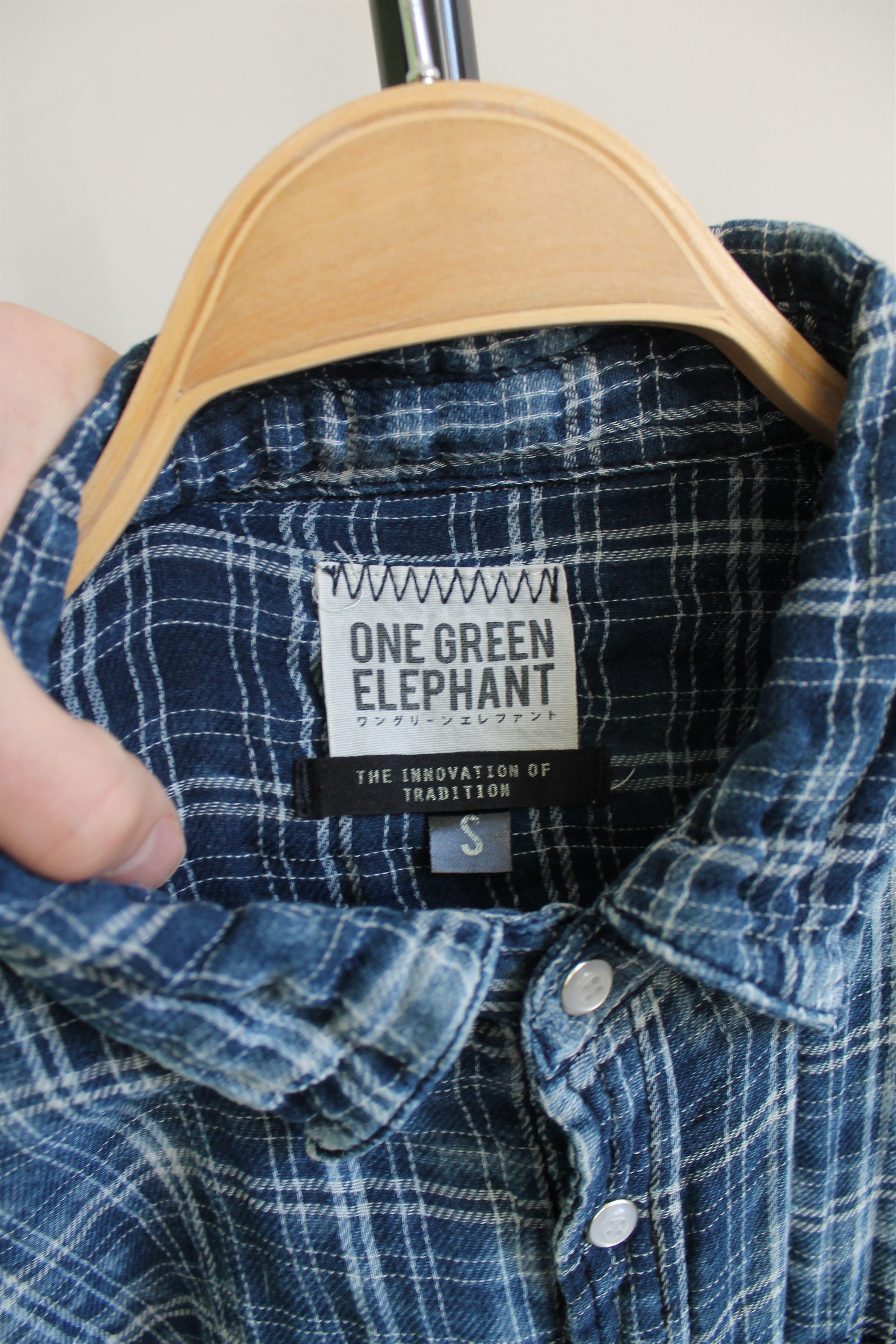 Japanese Brand One Green Elephant Plaid Shirt size Small Size US S / EU 44-46 / 1 - 3 Thumbnail